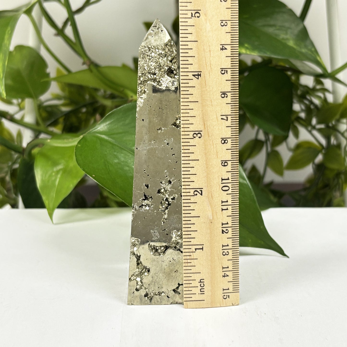 Natural Pyrite Crystal Gemstone Obelisk Tower Point Polished Golden Stone for Energy, Protection, Healing & Display Décor - RPO459