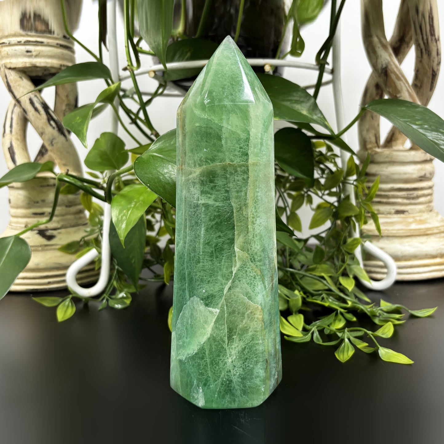 Natural Green Fluorite Crystal Gemstone Obelisk Tower Point Polished Stone for Healing, Energy, and Spiritual Clarity - RPO460