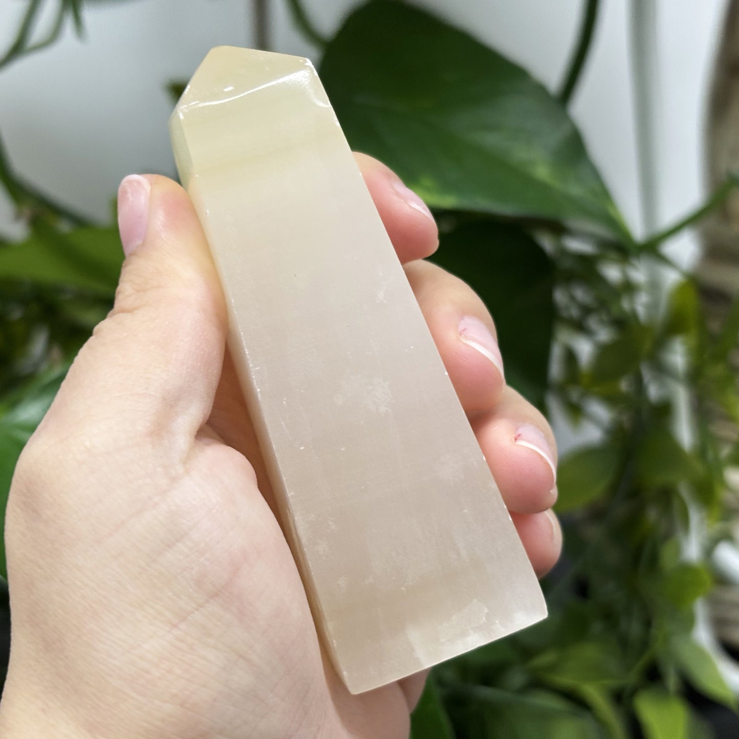 Natural Honey Calcite Crystal Obelisk Tower Point Healing Stone for Energy, Focus, Motivation & Spiritual Growth - RPO472