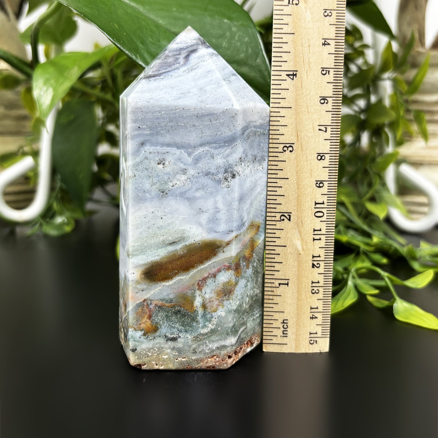 Natural Sea Jasper Crystal Obelisk Tower Point Polished Healing Stone for Balance, Energy & Meditation - RPO479