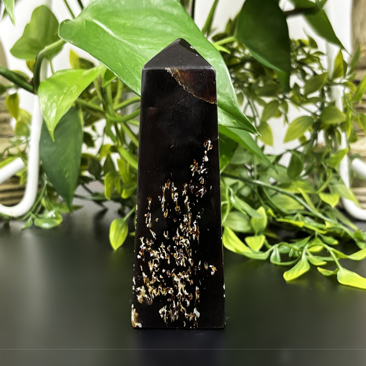 Natural Amber Crystal Obelisk Tower Point Polished Healing Stone for Energy, Protection, Vitality & Home Décor - RPO481