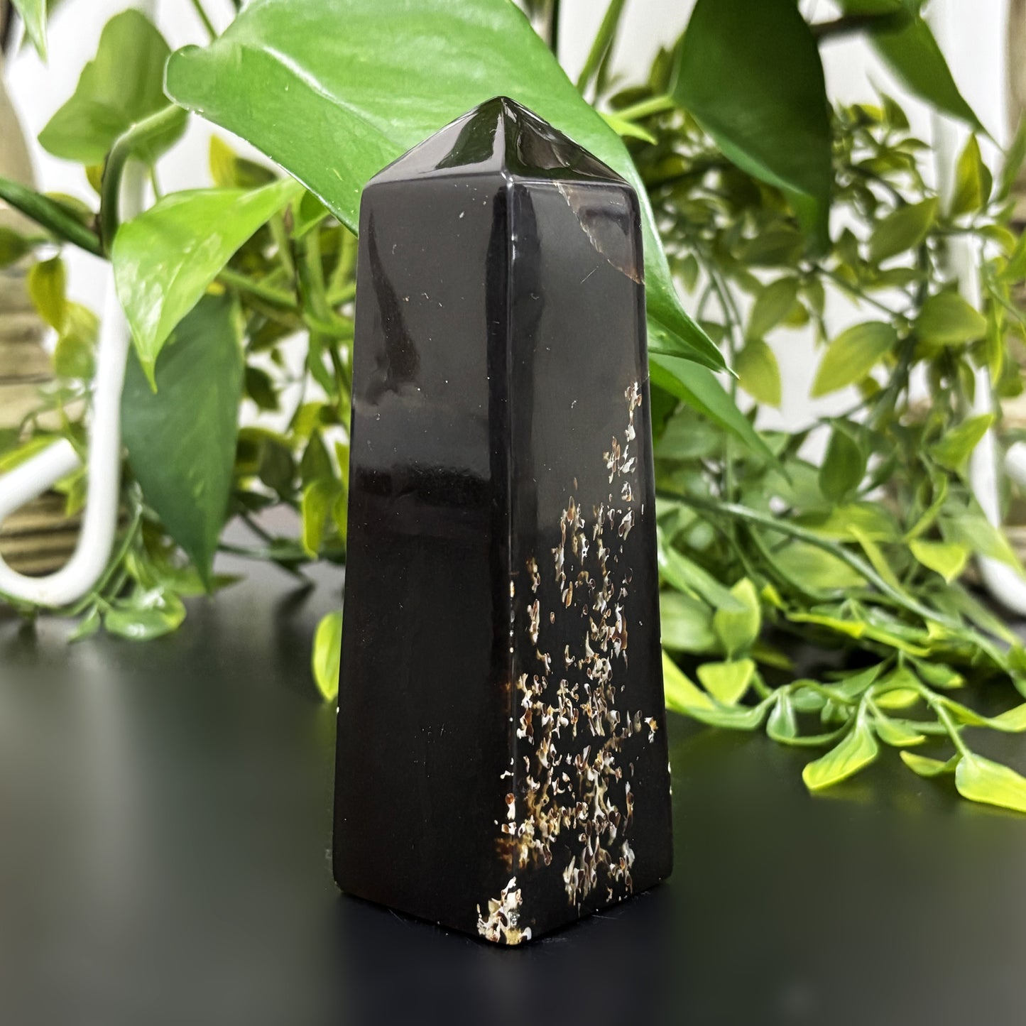 Natural Amber Crystal Obelisk Tower Point Polished Healing Stone for Energy, Protection, Vitality & Home Décor - RPO481