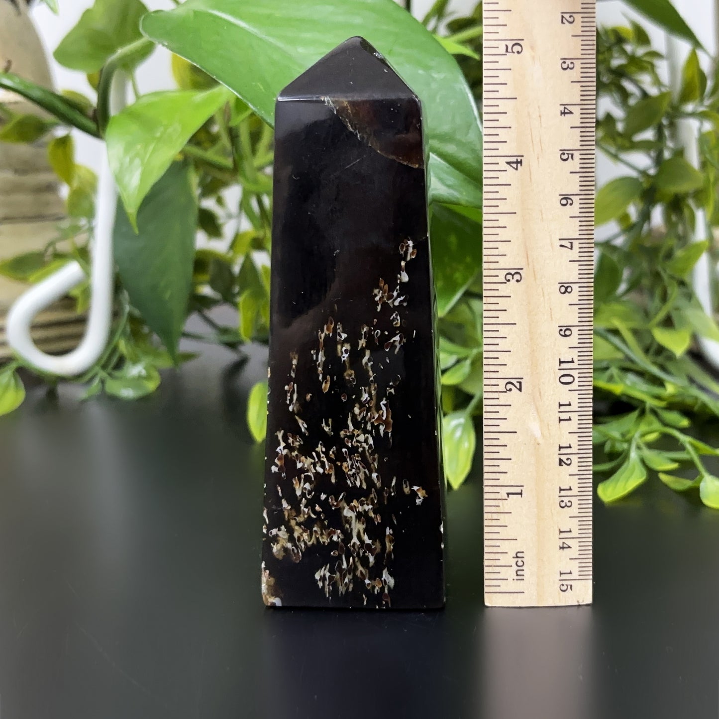 Natural Amber Crystal Obelisk Tower Point Polished Healing Stone for Energy, Protection, Vitality & Home Décor - RPO481
