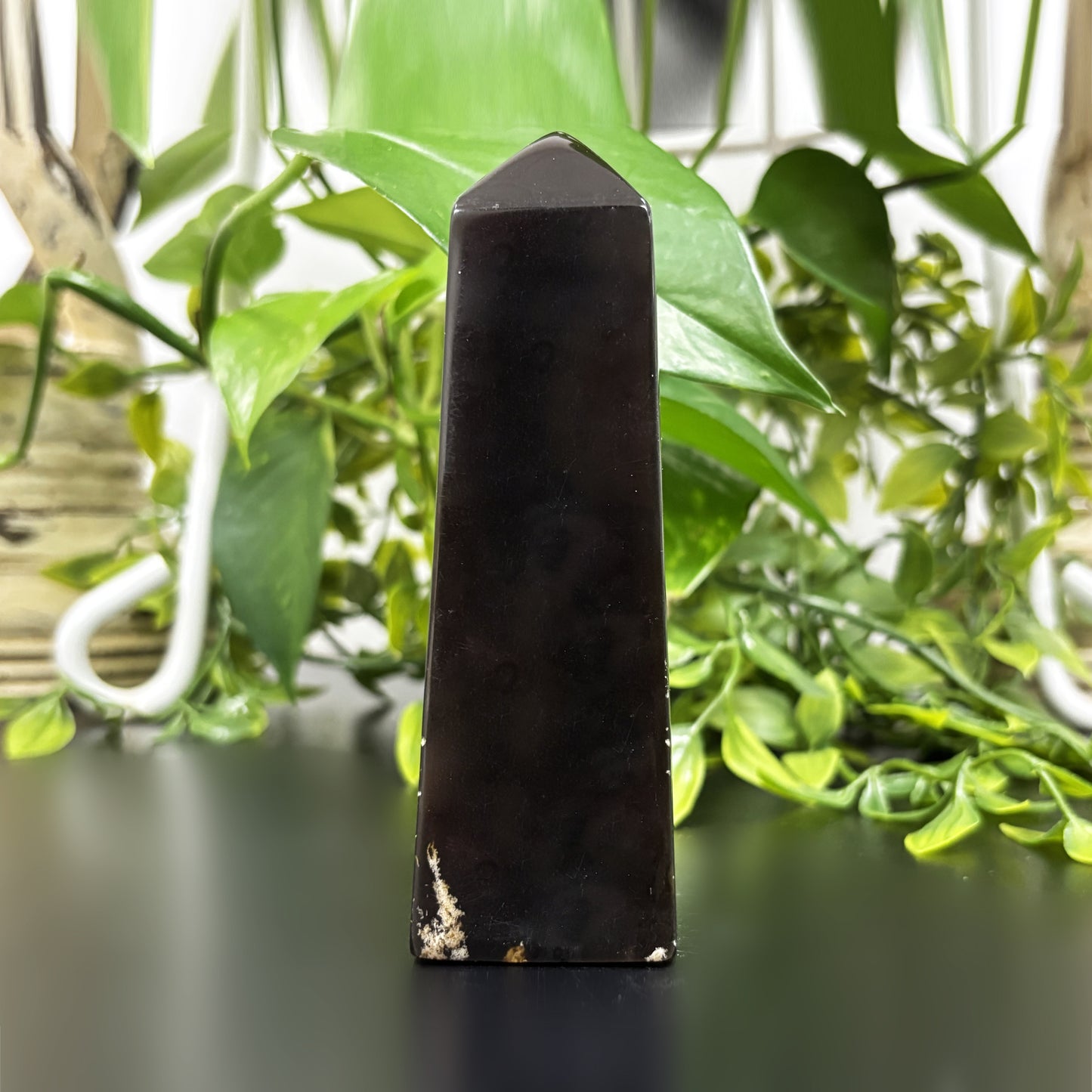Natural Amber Crystal Obelisk Tower Point Healing Stone for Energy Cleansing, Grounding, and Meditation - RPO482
