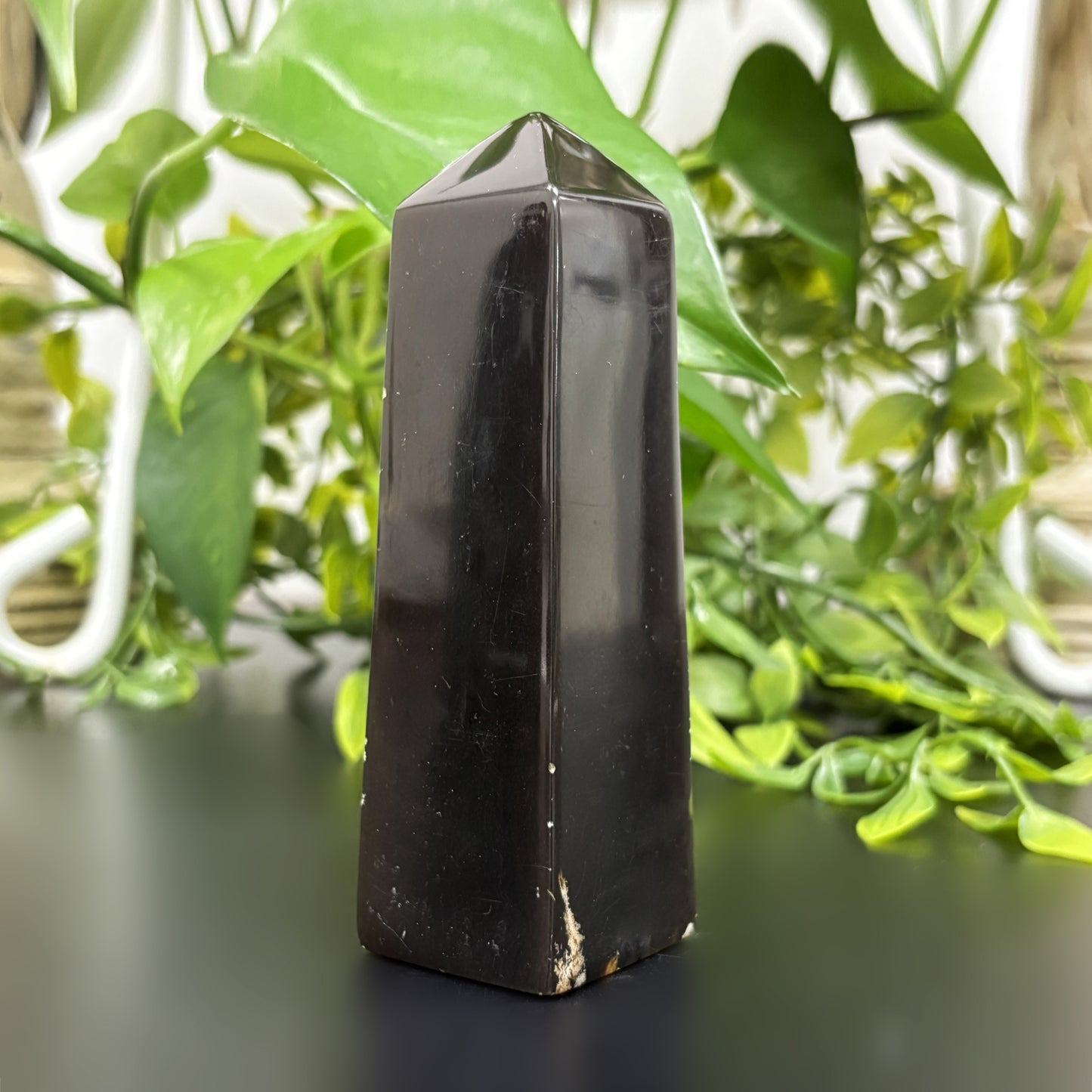 Natural Amber Crystal Obelisk Tower Point Healing Stone for Energy Cleansing, Grounding, and Meditation - RPO482