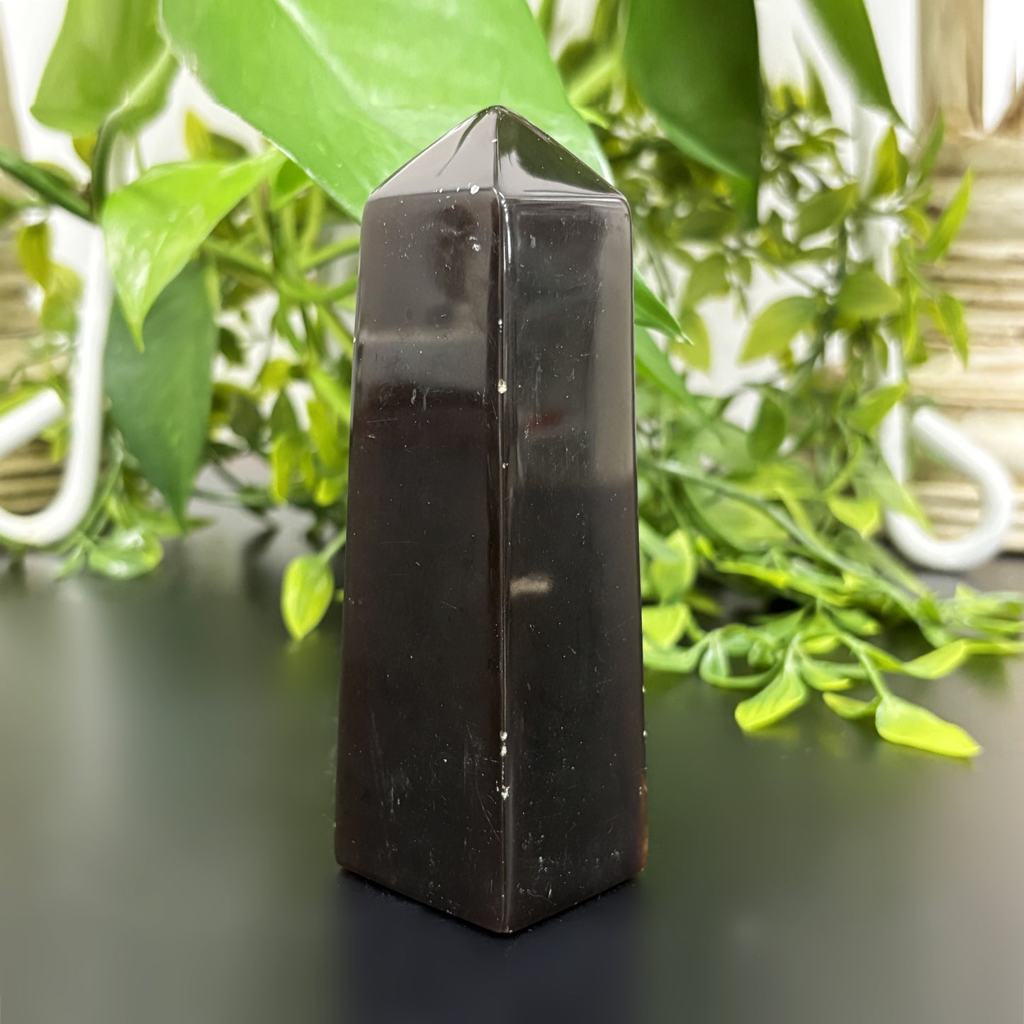 Natural Amber Crystal Obelisk Tower Point Healing Stone for Energy Cleansing, Grounding, and Meditation - RPO482