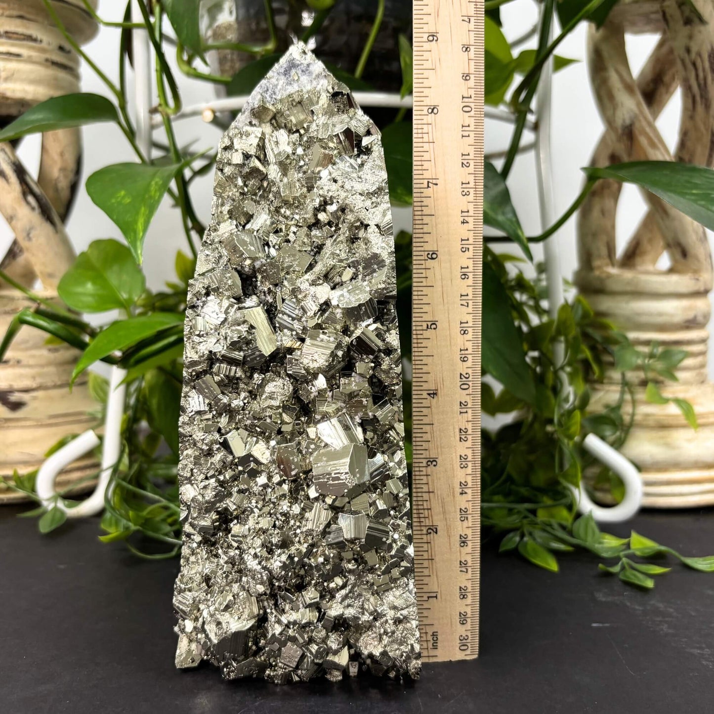 Natural Pyrite Crystal Gemstone Obelisk 9" Tower Point - RPO492