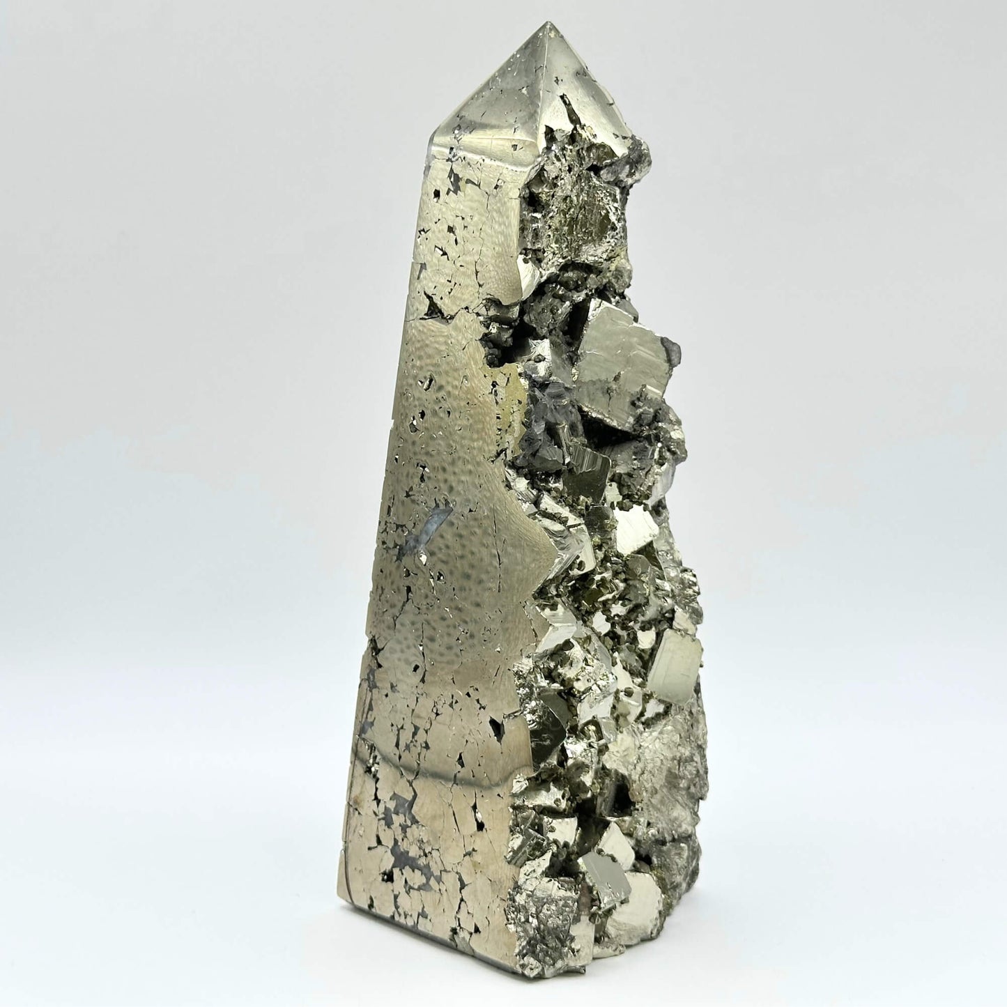 Natural Pyrite Crystal Gemstone Obelisk Tower Point - RPO493