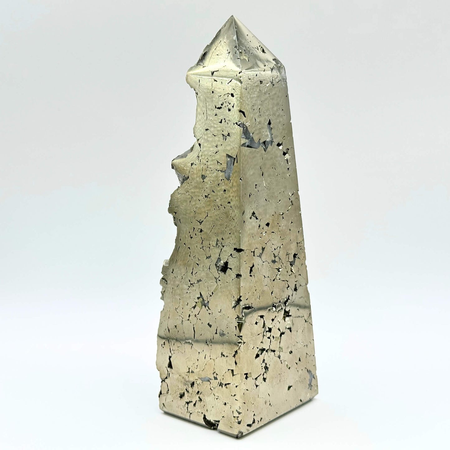 Natural Pyrite Crystal Gemstone Obelisk Tower Point - RPO493