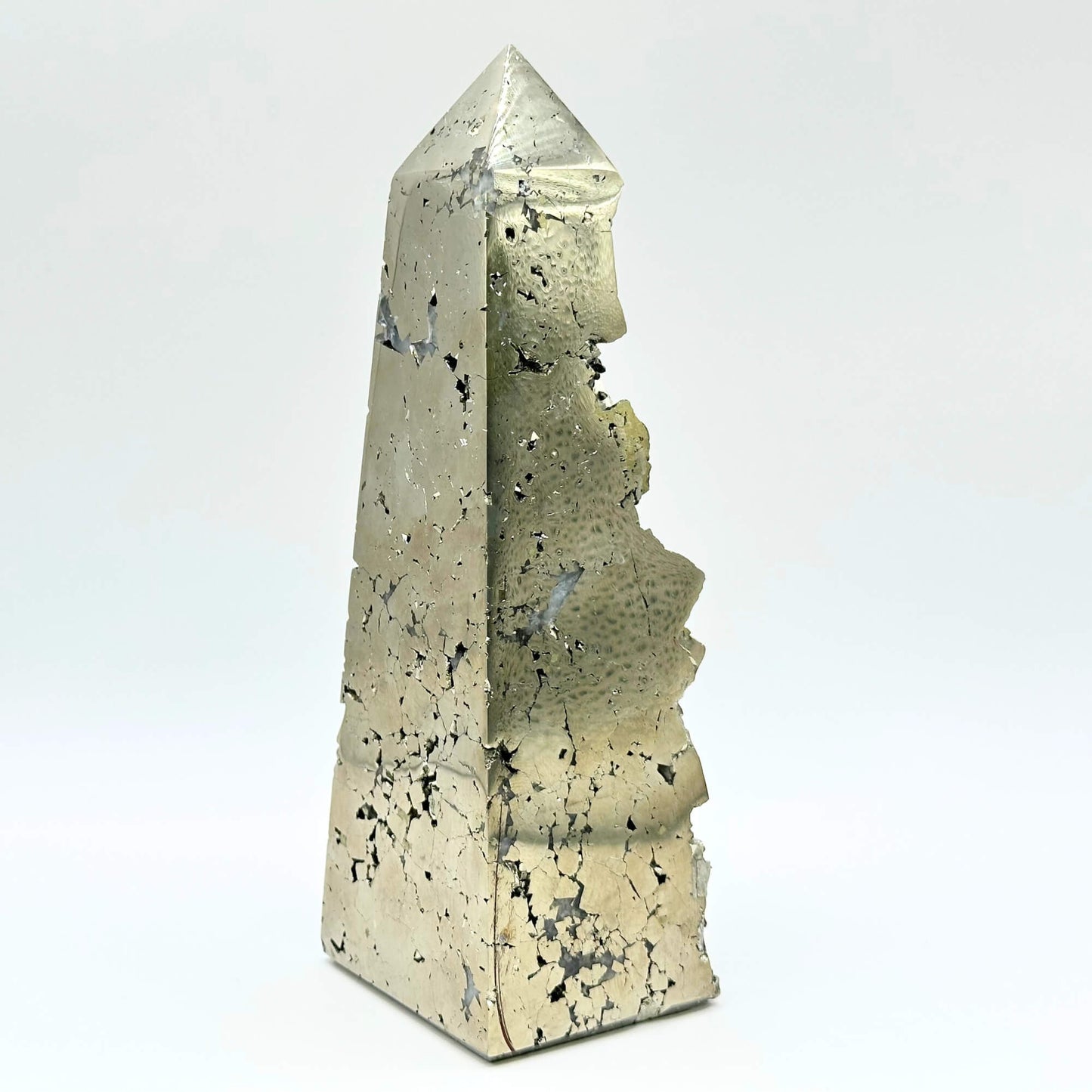 Natural Pyrite Crystal Gemstone Obelisk Tower Point - RPO493