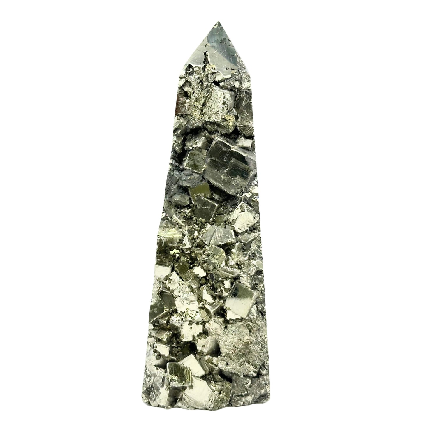 Natural Pyrite Crystal Gemstone Obelisk Tower Point - RPO493