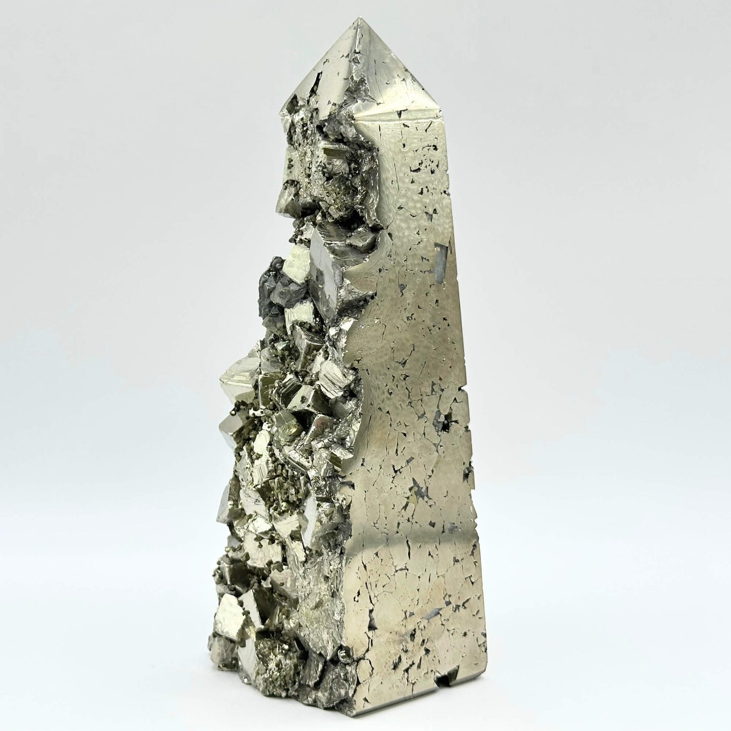 Natural Pyrite Crystal Gemstone Obelisk Tower Point - RPO493