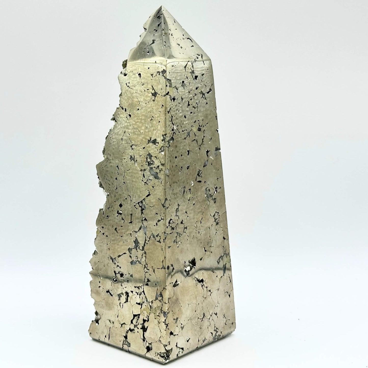 Natural Pyrite Crystal Gemstone Obelisk Tower Point - RPO494