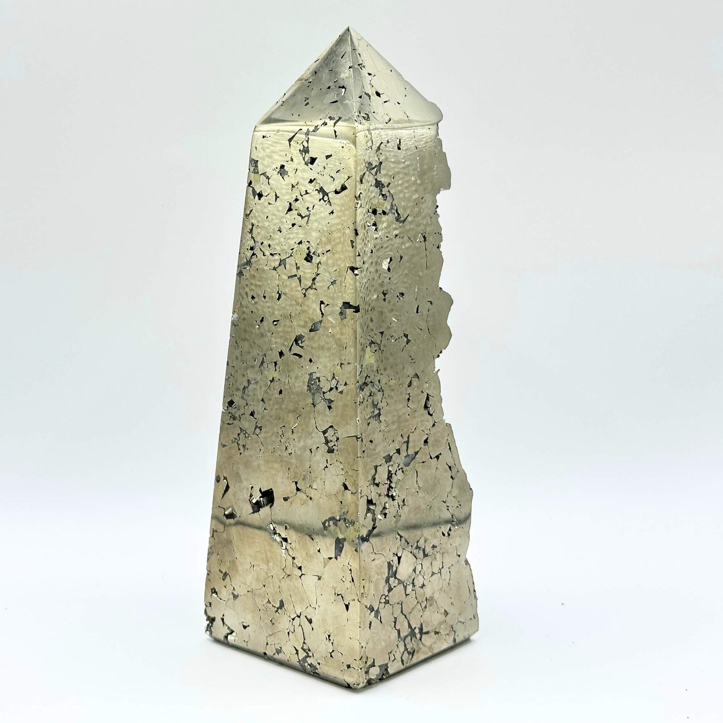Natural Pyrite Crystal Gemstone Obelisk Tower Point - RPO494