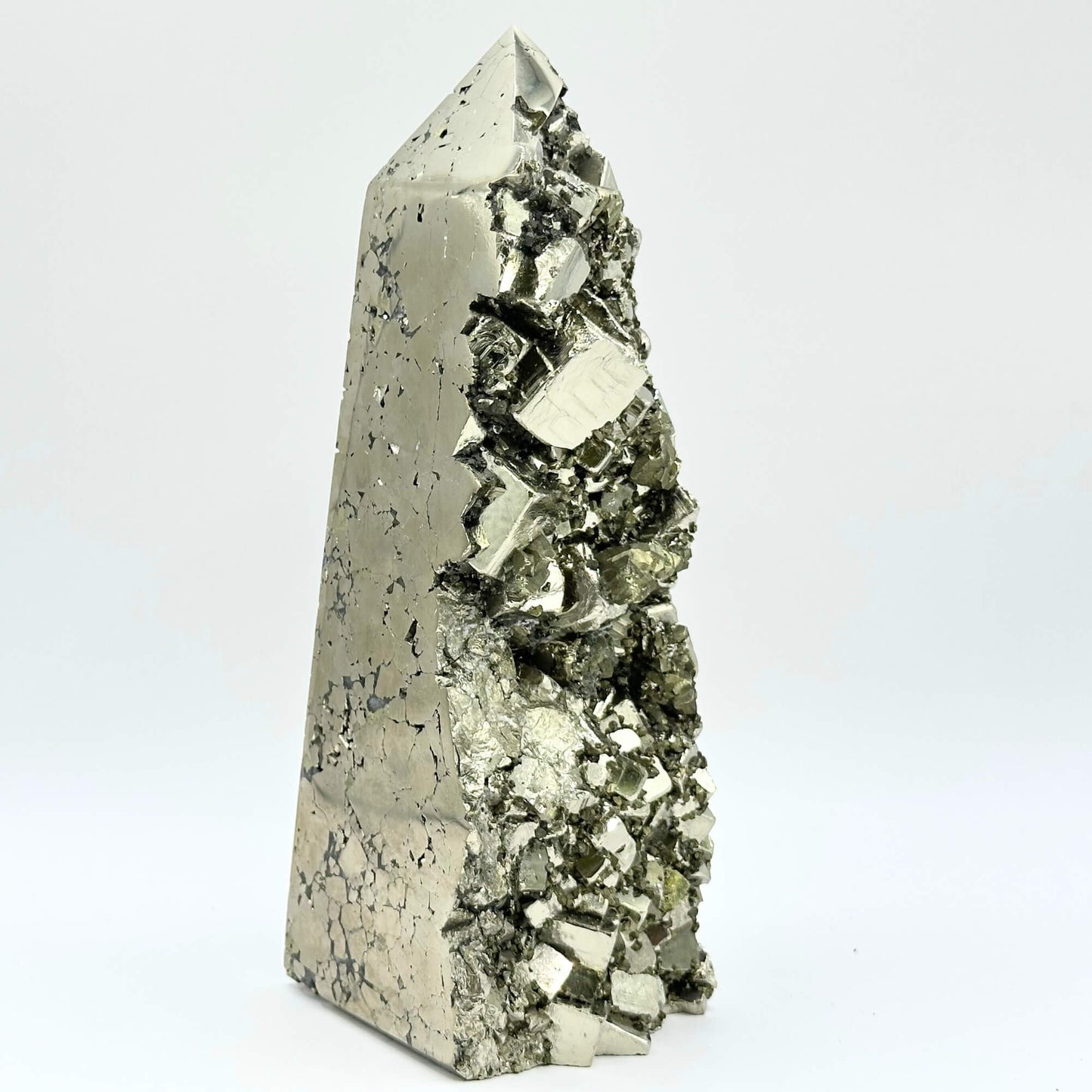 Natural Pyrite Crystal Gemstone Obelisk Tower Point - RPO494