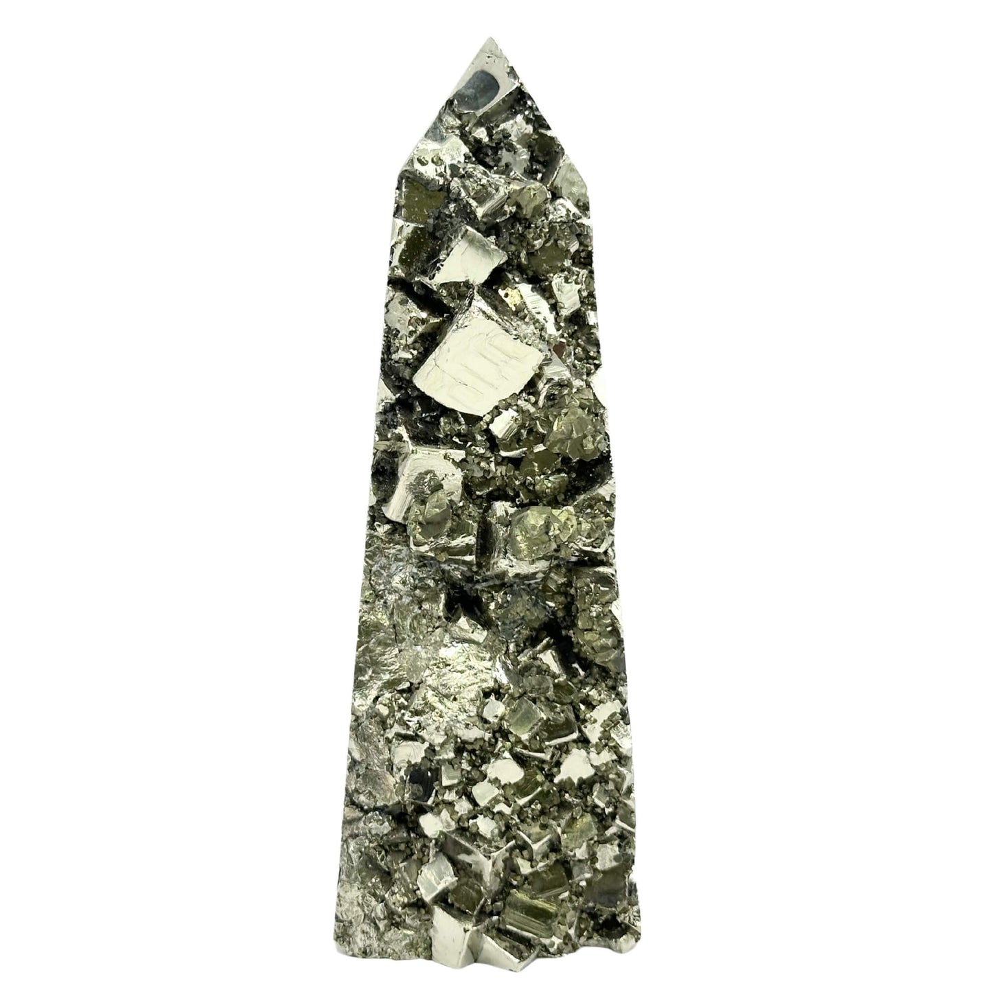 Natural Pyrite Crystal Gemstone Obelisk Tower Point - RPO494
