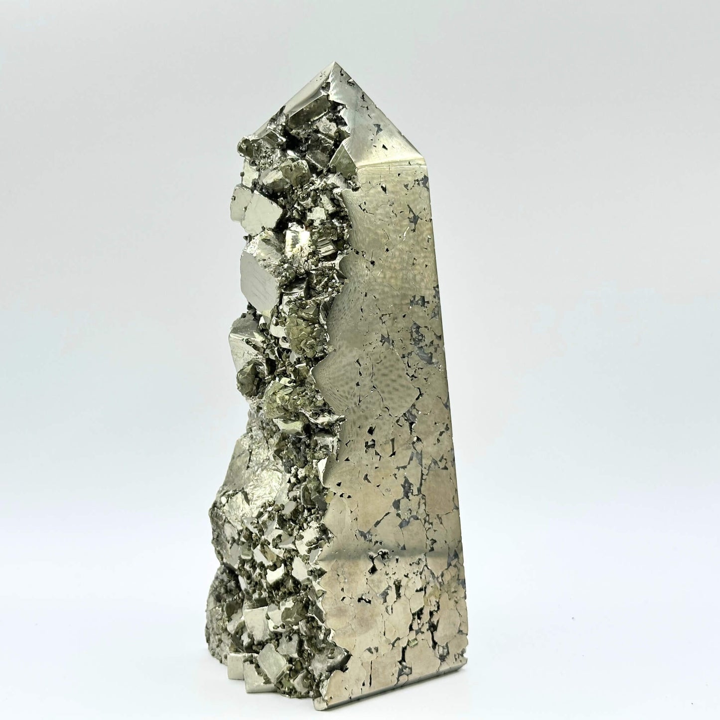 Natural Pyrite Crystal Gemstone Obelisk Tower Point - RPO494