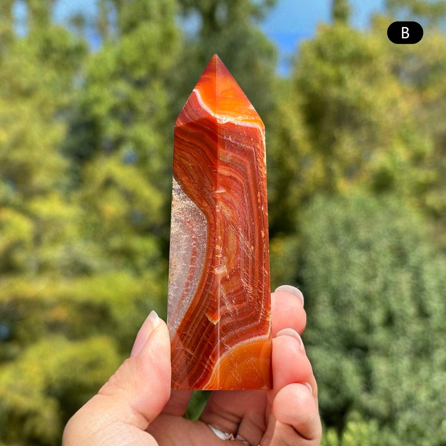 Natural Carnelian Crystal Obelisk Tower Point - Gem Avenue Retail