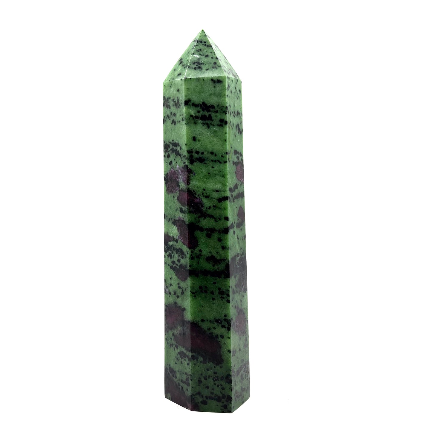 Natural Ruby Zoisite Crystal Obelisk Tower Point for Energy Healing, Meditation, Focus & Home Decor - RPO521