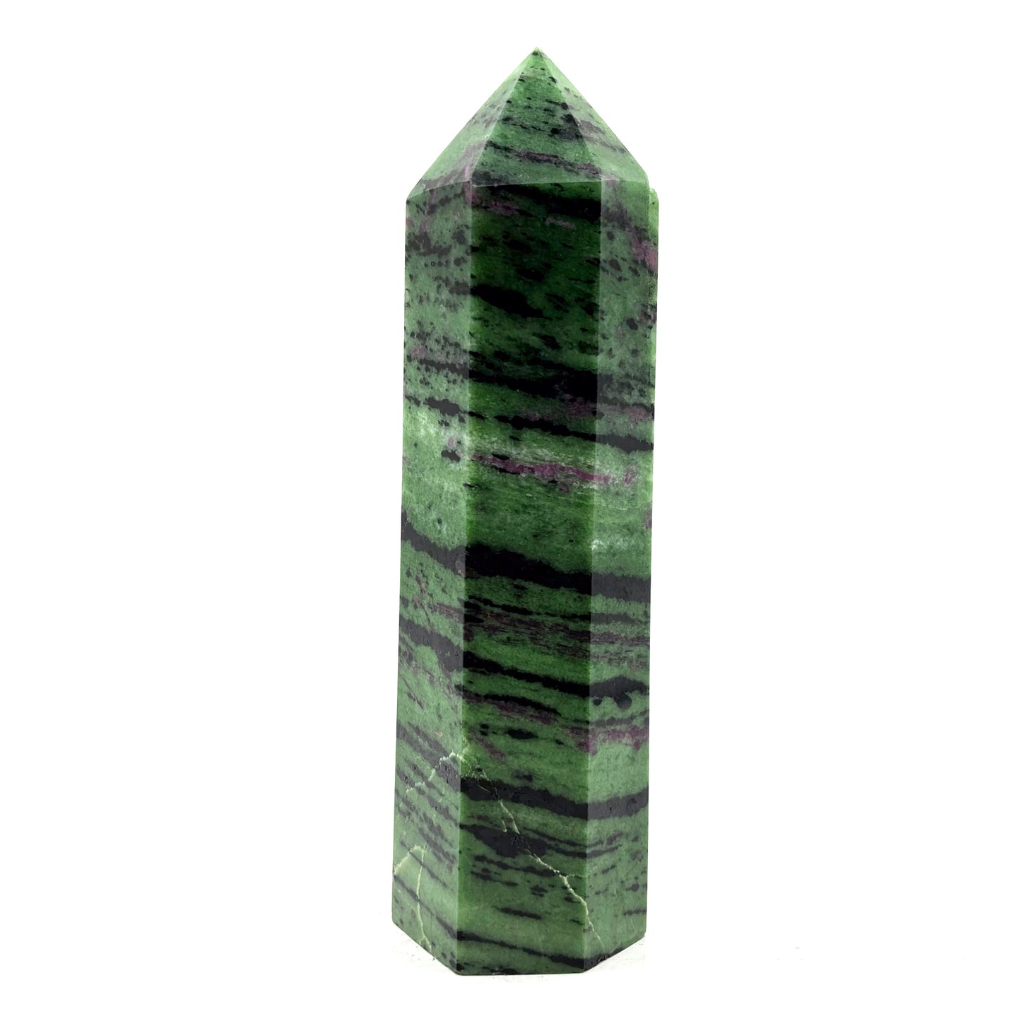 Natural Ruby Zoisite Crystal Obelisk Tower Point for Energy Healing, Meditation, Focus & Home Decor - RPO521