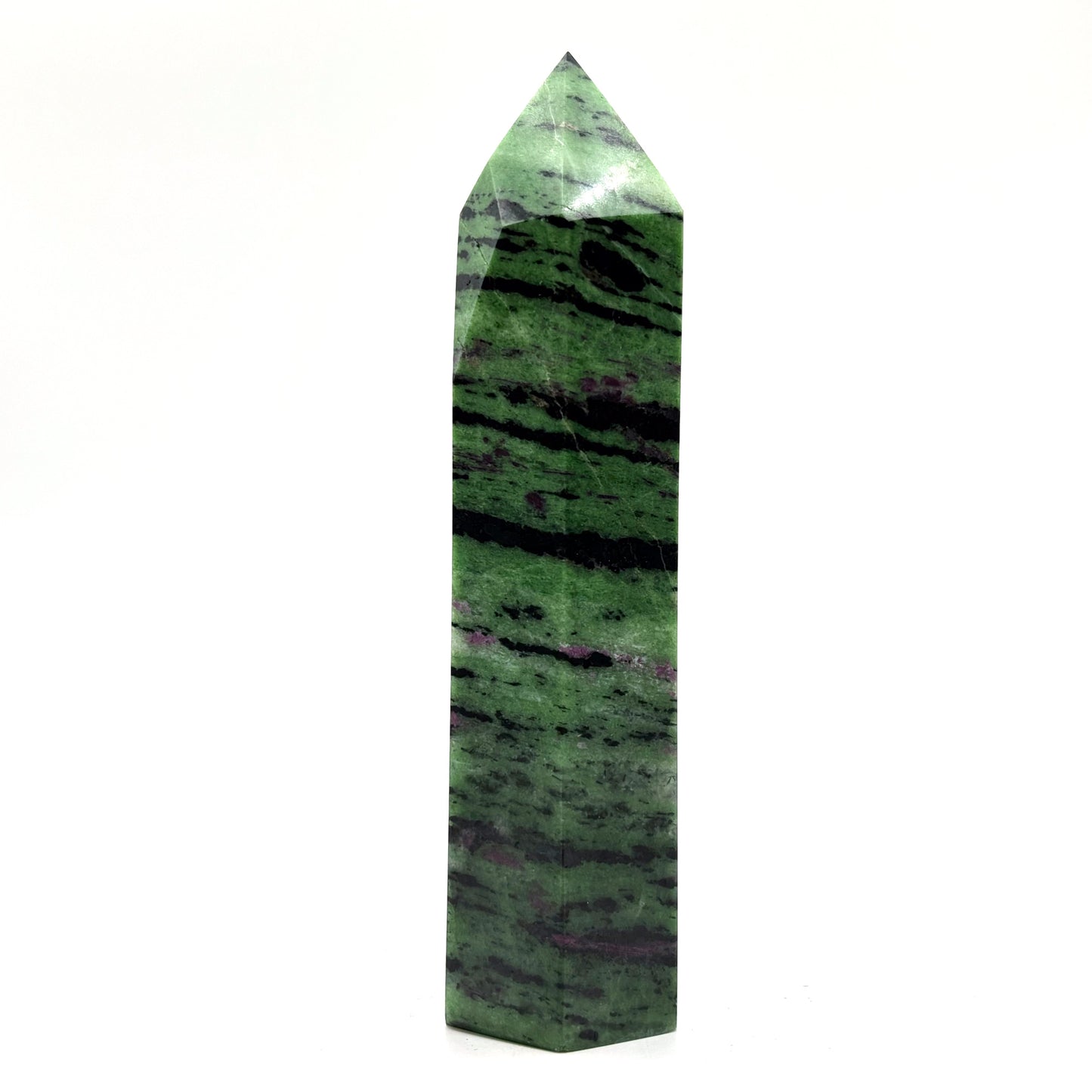 Natural Ruby Zoisite Crystal Obelisk Tower Point for Energy Healing, Meditation, Focus & Home Decor - RPO521