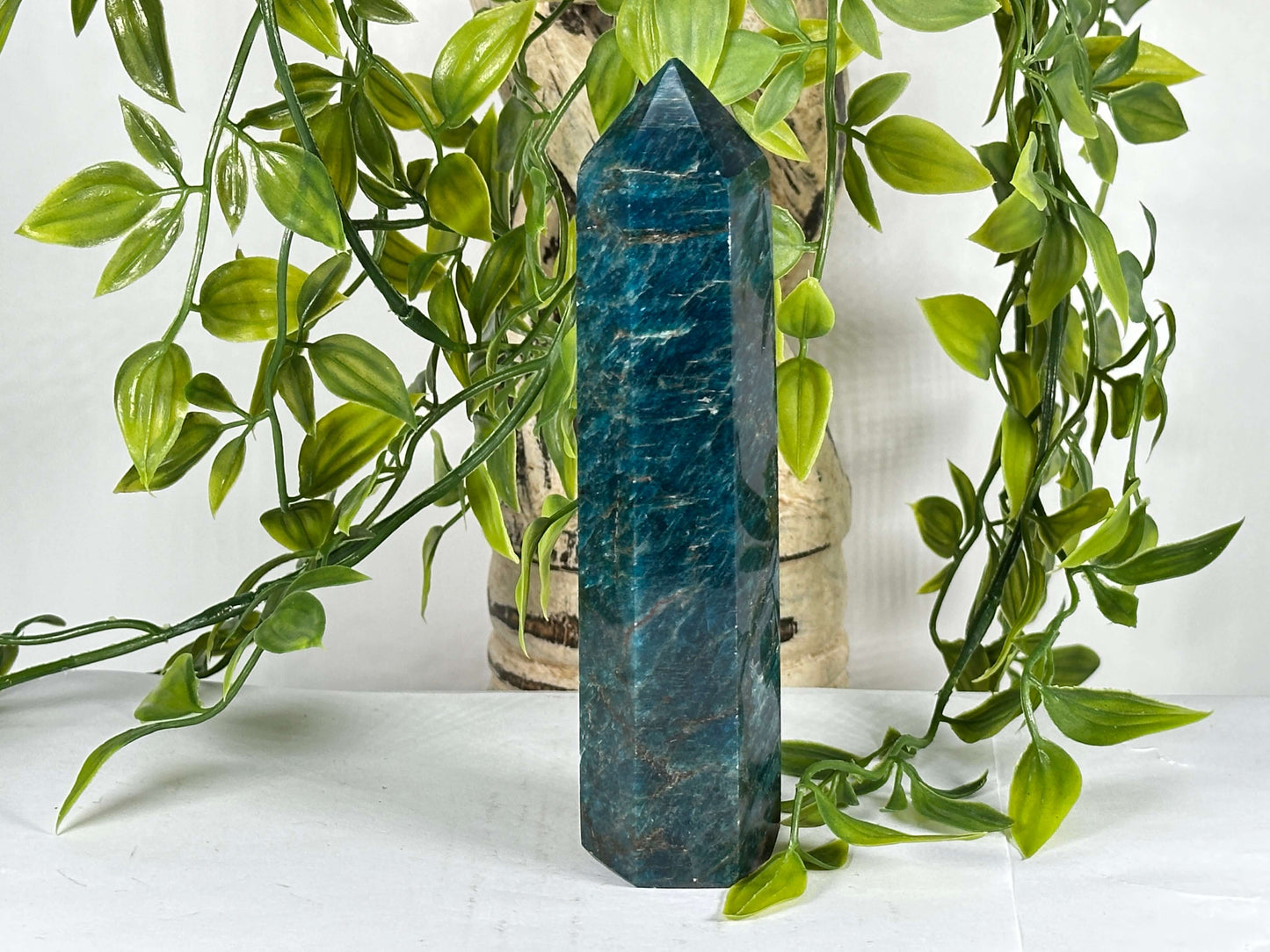 Natural Blue Apatite Crystal Tower Polished Healing Gemstone Point - RPO528