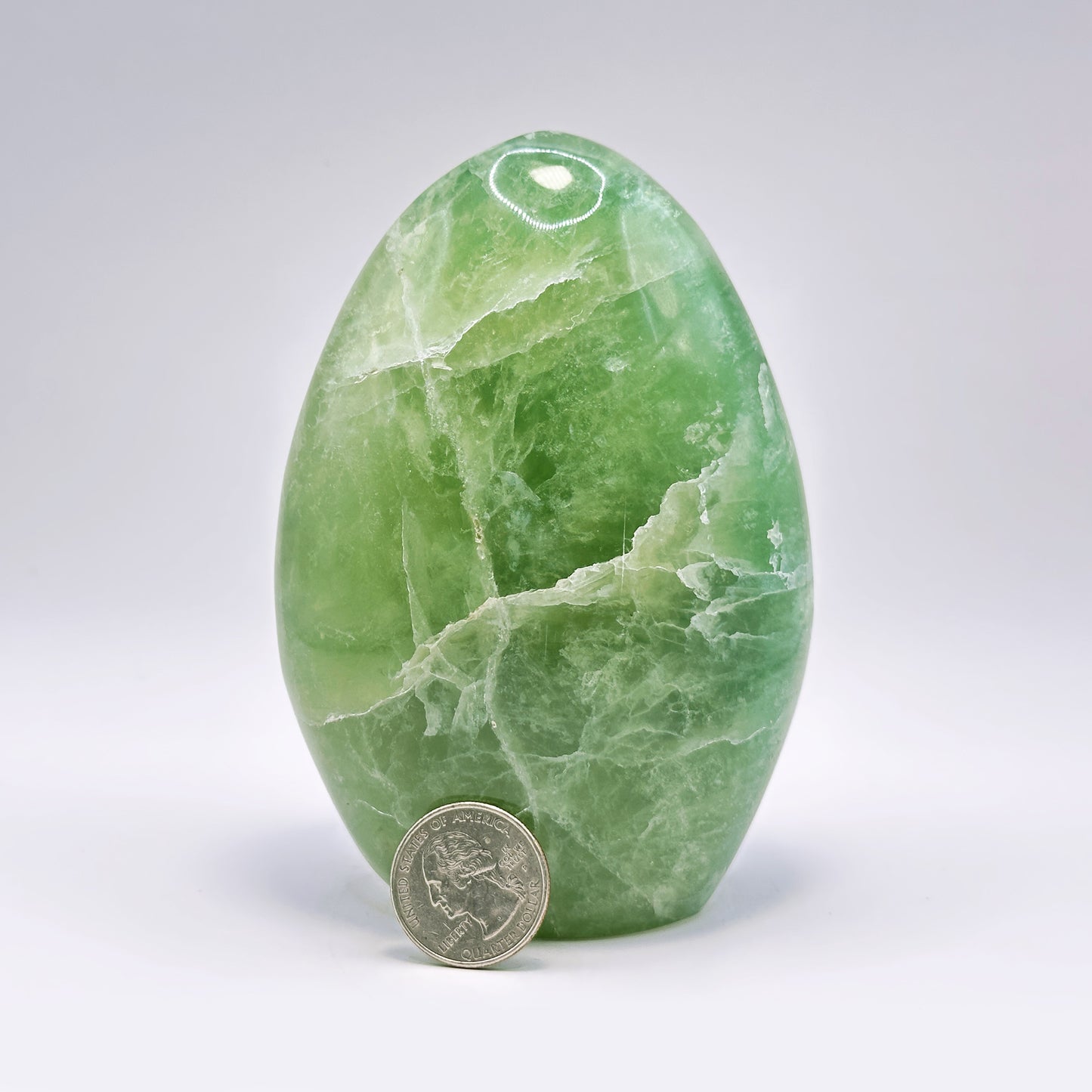 Natural Self-Standing Polished Green Fluorite Freeform - Gem Avenue