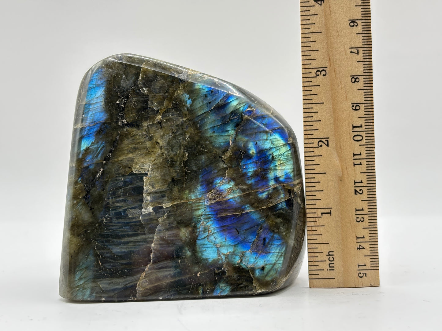 Natural Polished Labradorite Freeform Crystal with Vibrant Blue and Gold Flash Healing Stone for Meditation, Focus, and Home Decor Display - RPS505