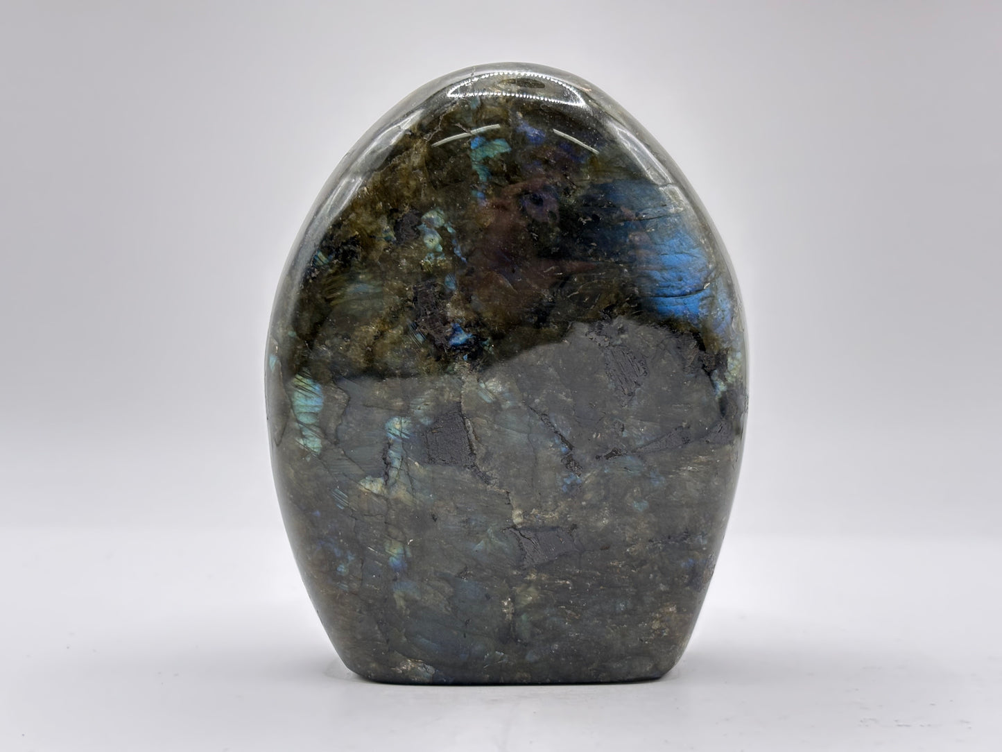 Natural Polished Labradorite Freeform Crystal with Blue and Gold Flash Healing Stone for Meditation, Focus, and Elegant Home Decor - RPS506