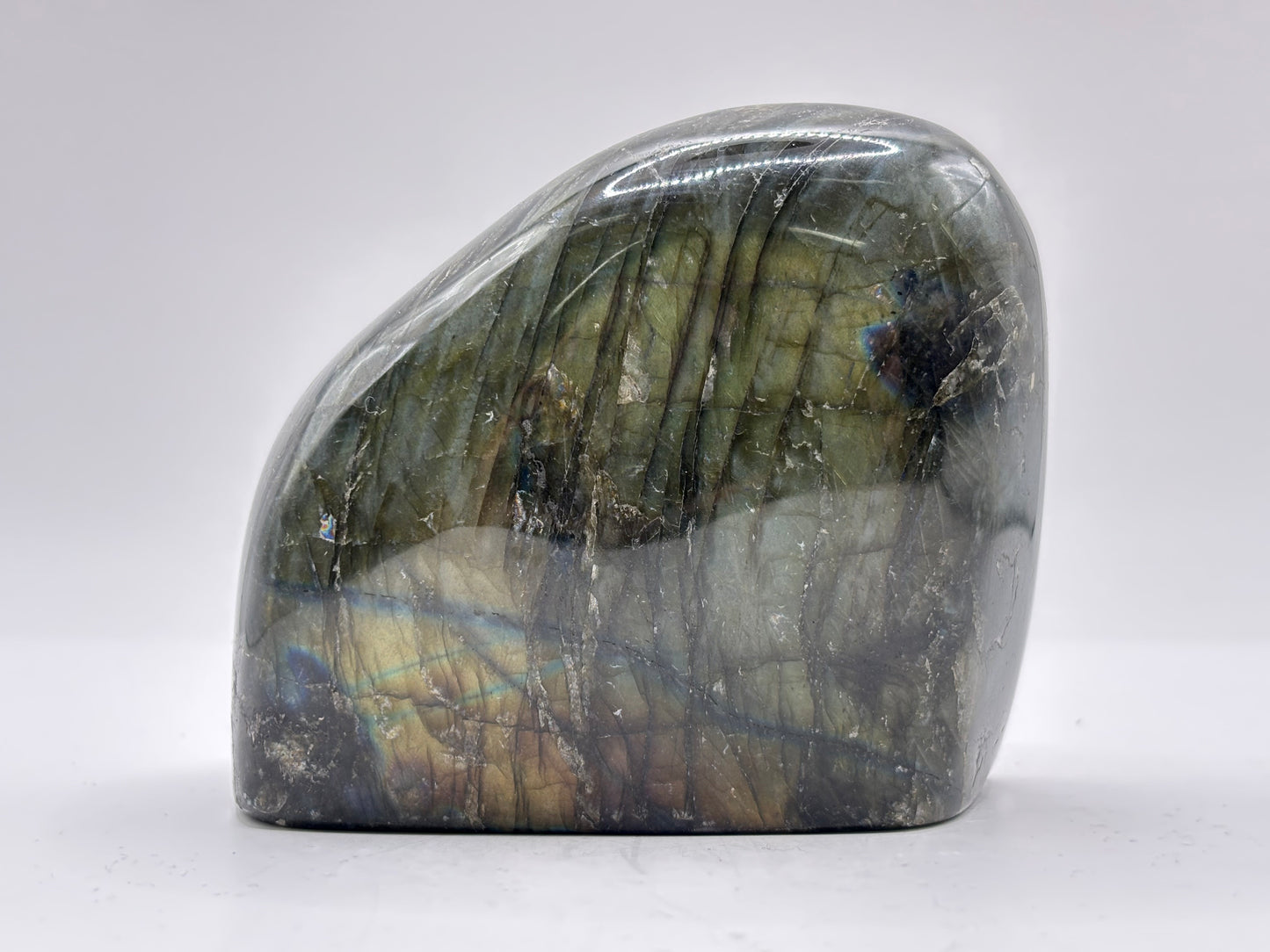 Polished Labradorite Display Stone Natural Gemstone with Stunning Blue Flash for Energy Healing, and Modern Home Decoration - RPS507