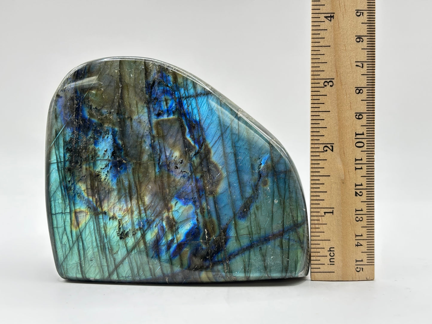 Polished Labradorite Display Stone Natural Gemstone with Stunning Blue Flash for Energy Healing, and Modern Home Decoration - RPS507
