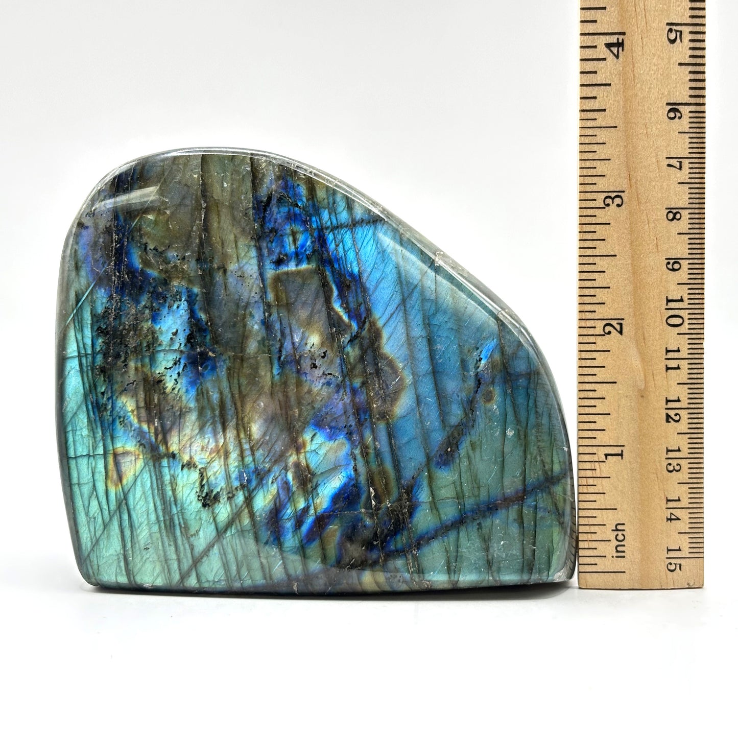 Polished Labradorite Display Stone Natural Gemstone with Stunning Blue Flash for Energy Healing, and Modern Home Decoration - RPS507