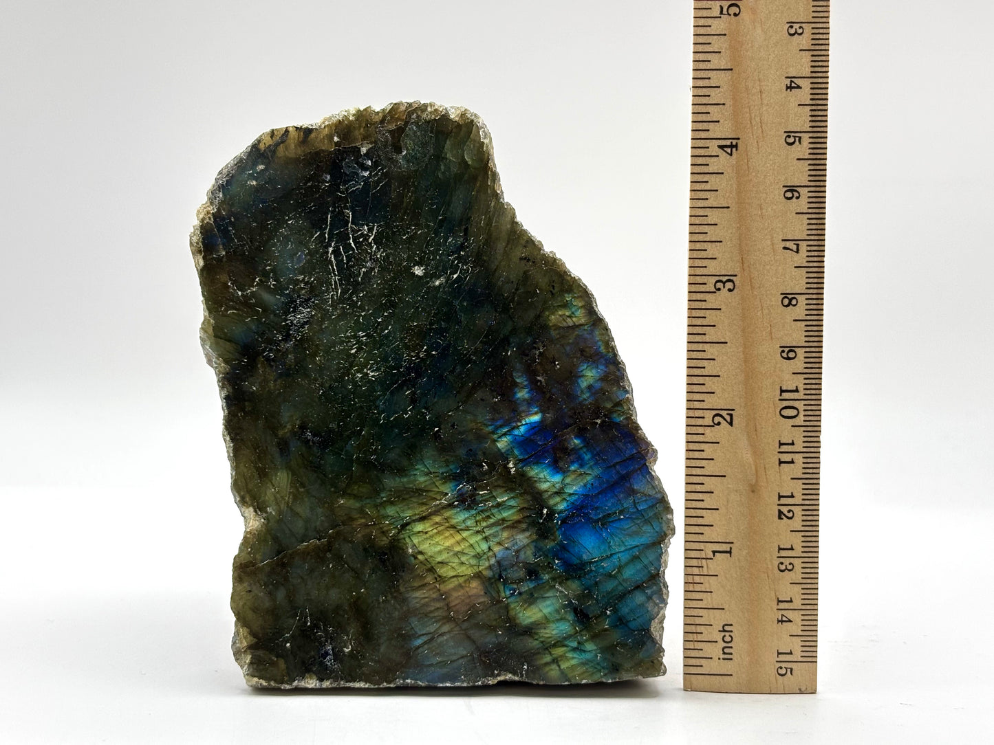 Natural Polished Labradorite Freeform Crystal with Blue & Gold Flash for Healing, Meditation, and Home Decor - RPS509