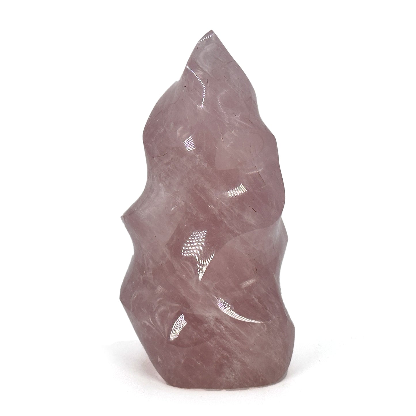 Natural Rose Quartz Flame Polished Crystal Love & Healing Stone for Meditation, Energy Work & Home Decor - RPS520