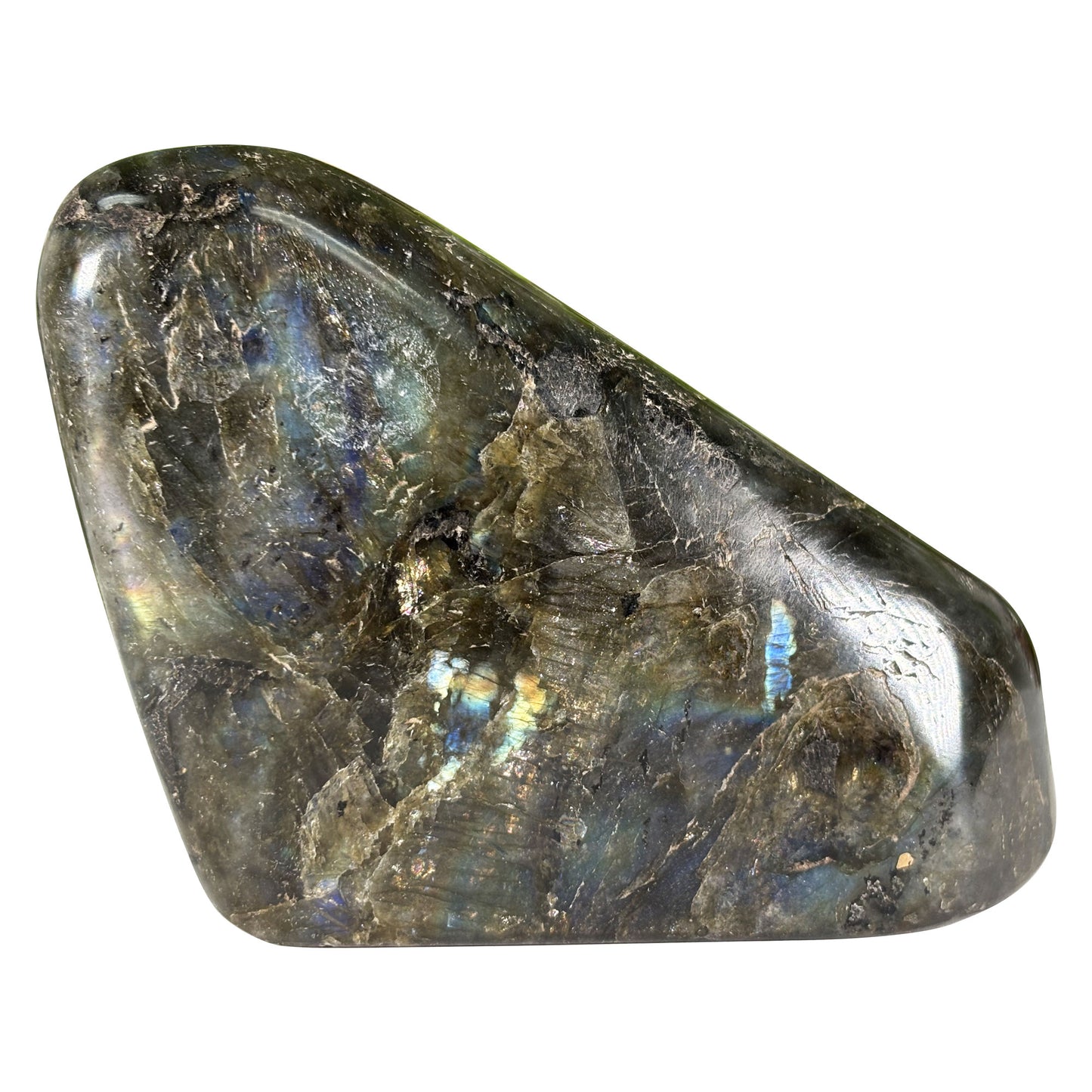 Polished Labradorite Freeform 4" Blue Flash Madagascar Crystal Display Specimen