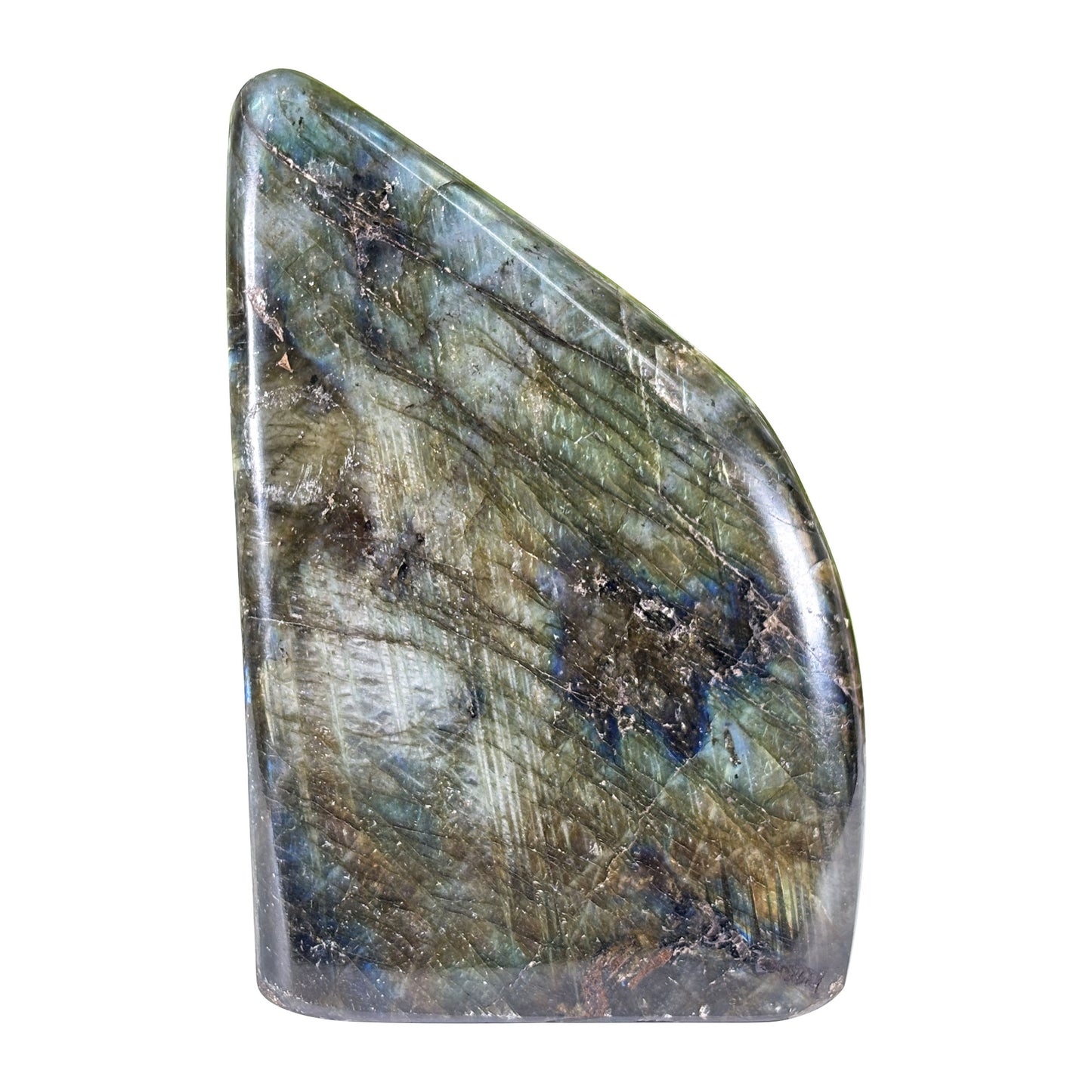 Madagascar Labradorite Freeform 3.75" Polished Crystal Stone Blue Flash Display Specimen