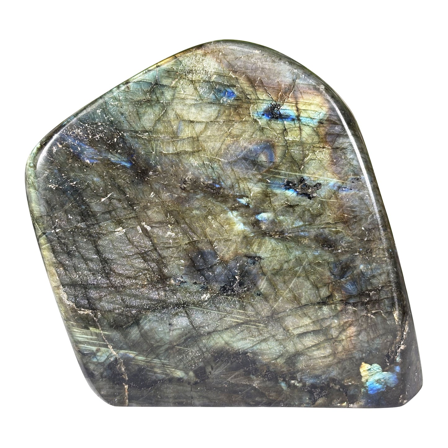 Natural Labradorite Freeform Polished Crystal Display Stone Madagascar 5 Inch