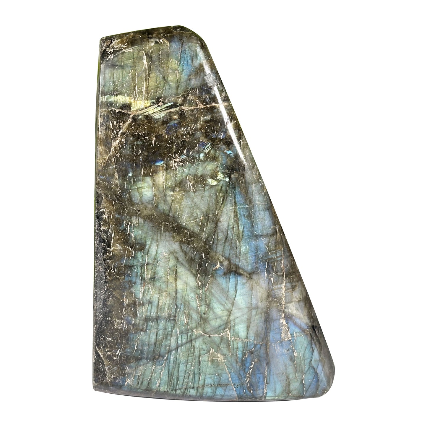Natural Labradorite Freeform Crystal 5.75 Inch Polished Madagascar Flash Stone for Home Décor & Collectors