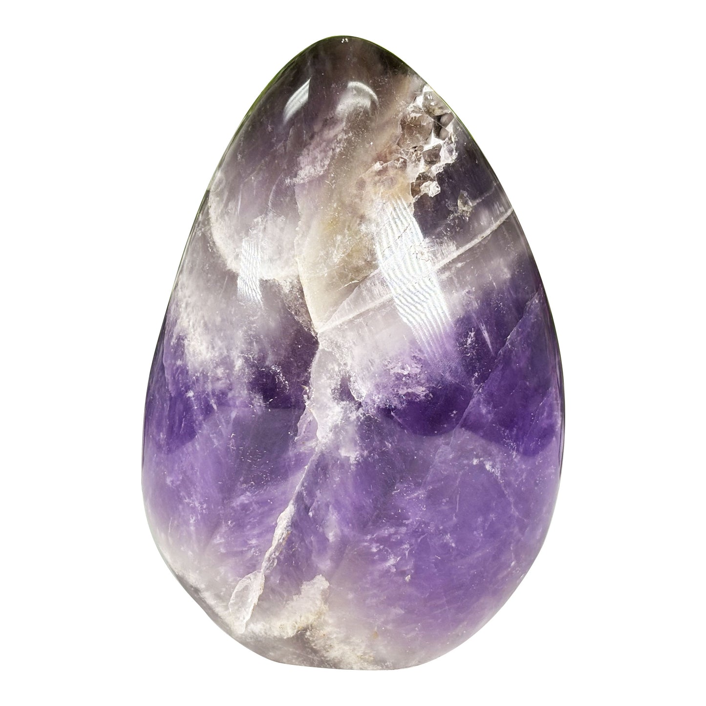 Natural Chevron Amethyst Freeform Crystal 5.25 Inch Polished Madagascar Display Stone for Home Decor