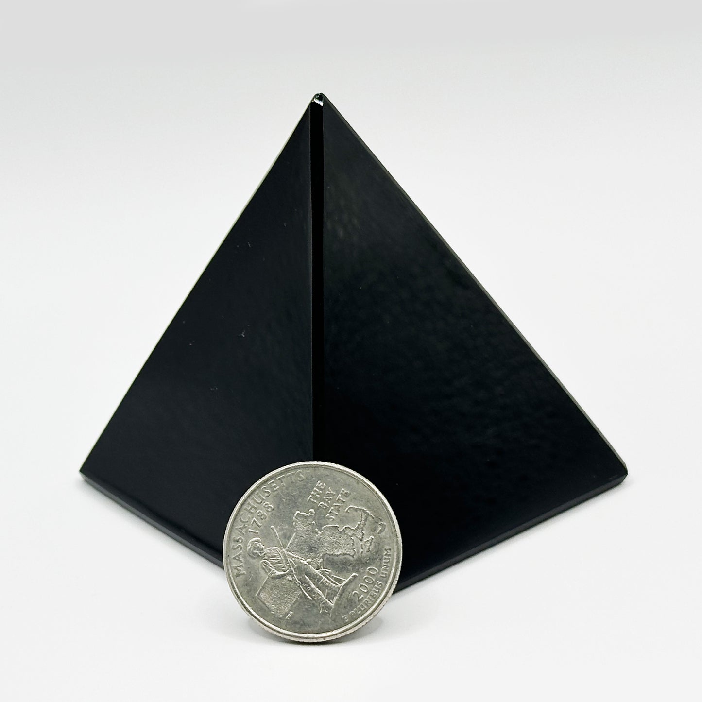 Natural Black Obsidian Hand-Carved Pyramid, Healing Crystal Stone for Meditation & Decor - RSH291