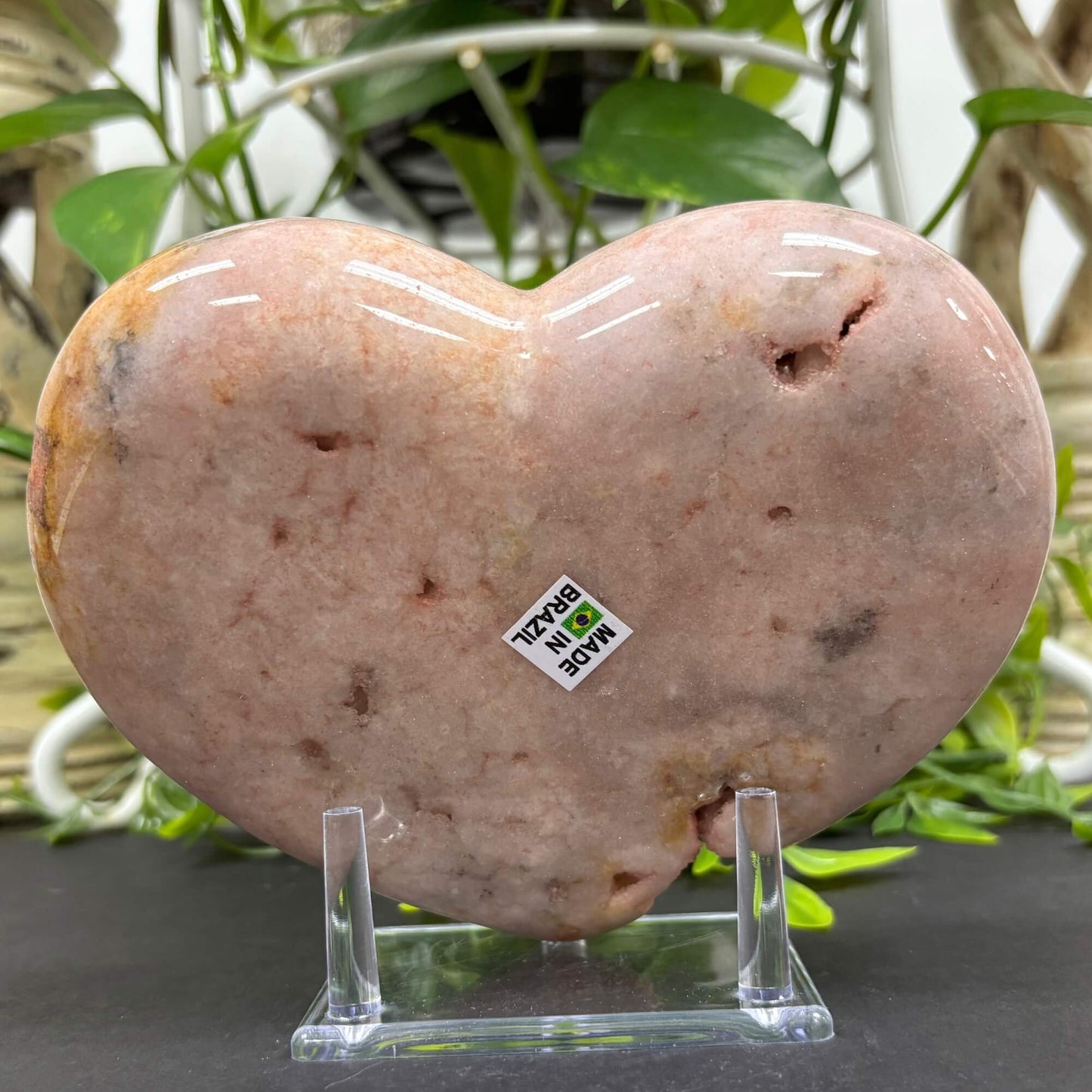 Pink Amethyst Heart 6" with Druzy Pockets - RSH302