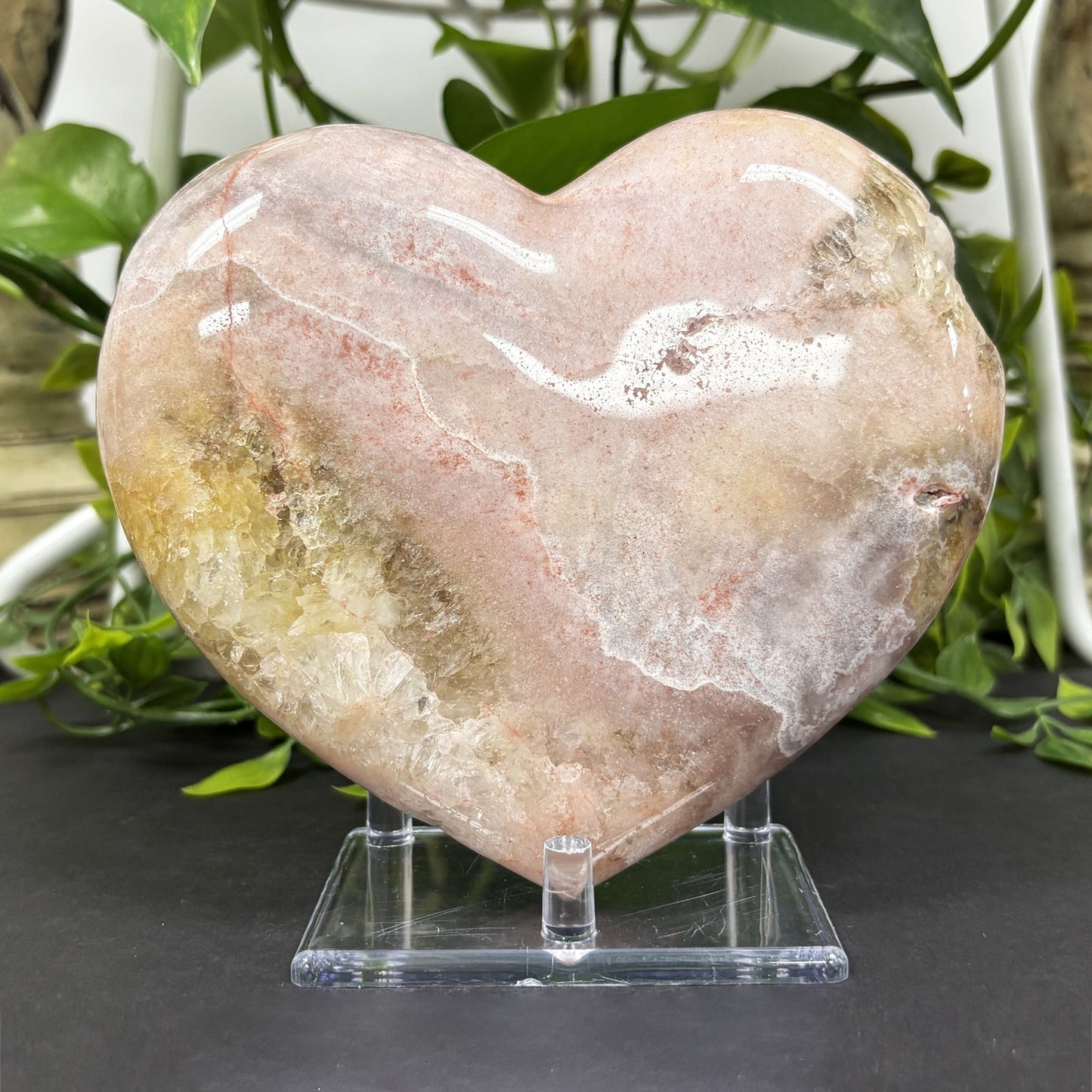 Natural Pink Amethyst Crystal Heart - Gem Avenue