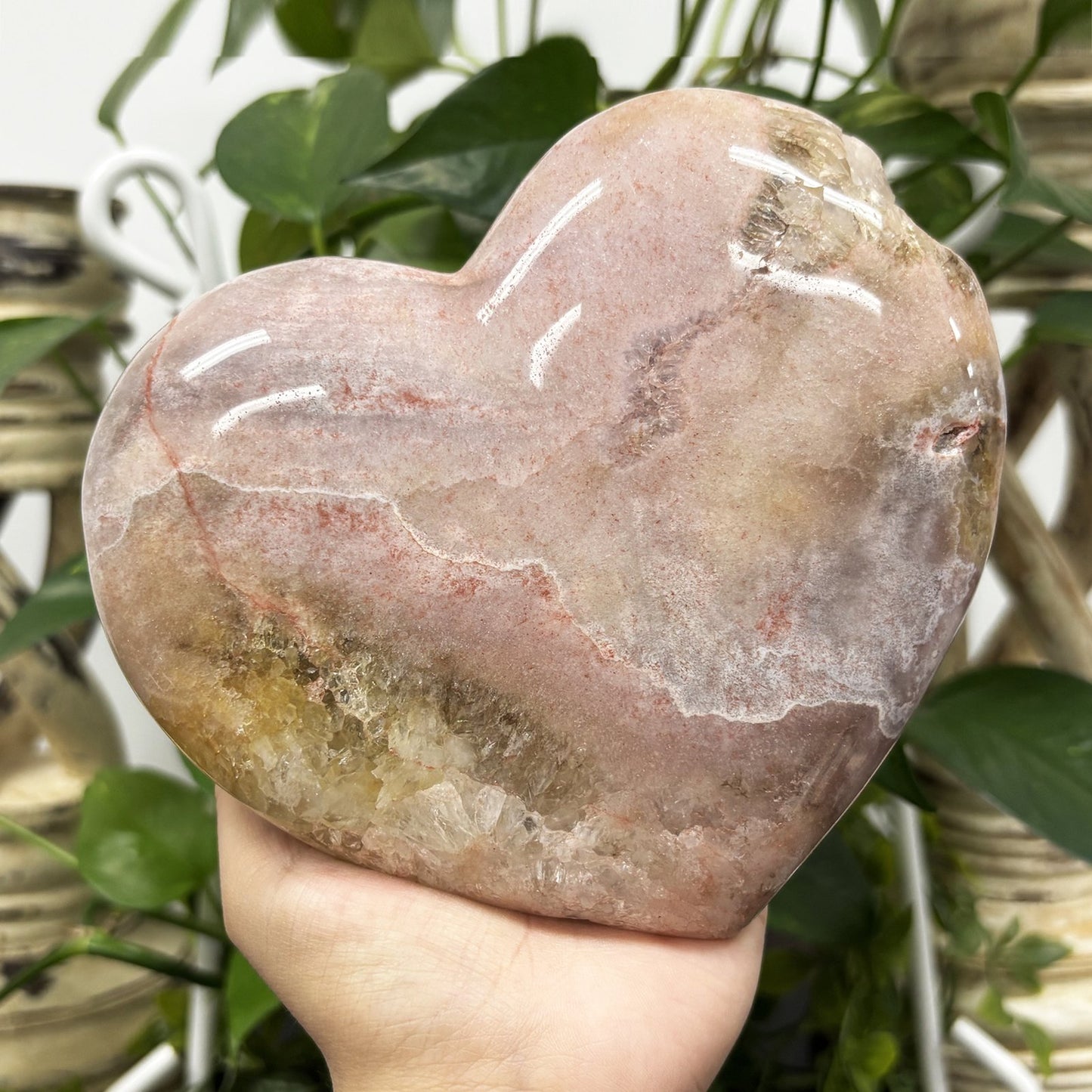 Natural Pink Amethyst Crystal Heart - Gem Avenue