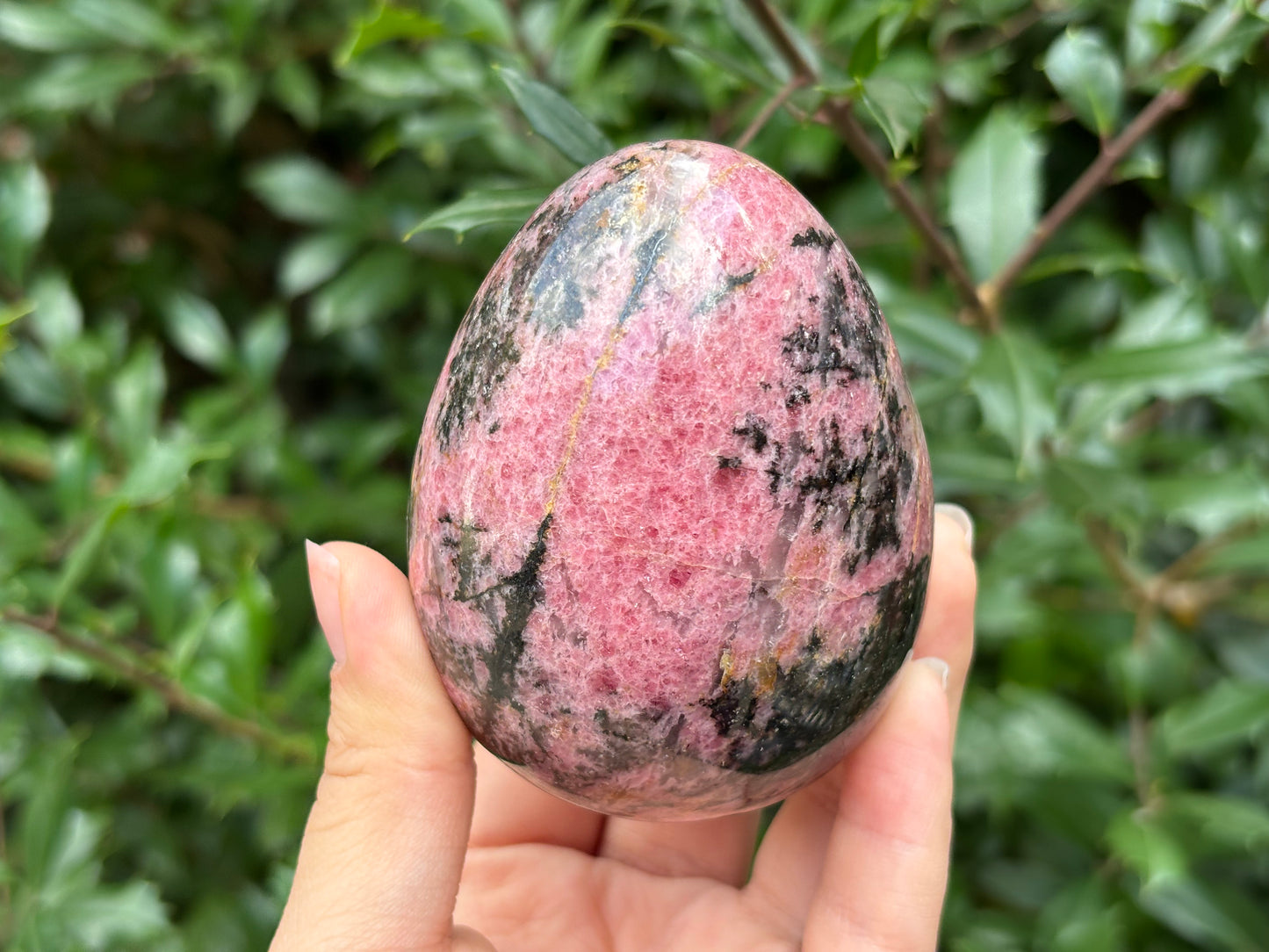 Natural Rhodonite polished gemstone, ideal for crystal collections, meditation, and decor - RSH314