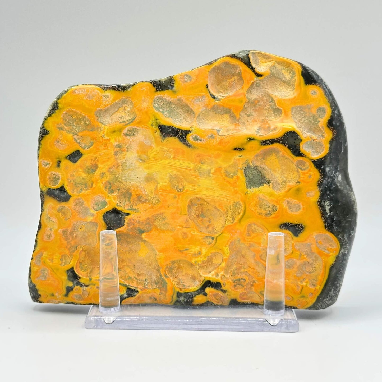 Natural Bumble Bee Jasper Slab Polished Yellow and Orange Crystal Slice for Creativity & Display - RSL064