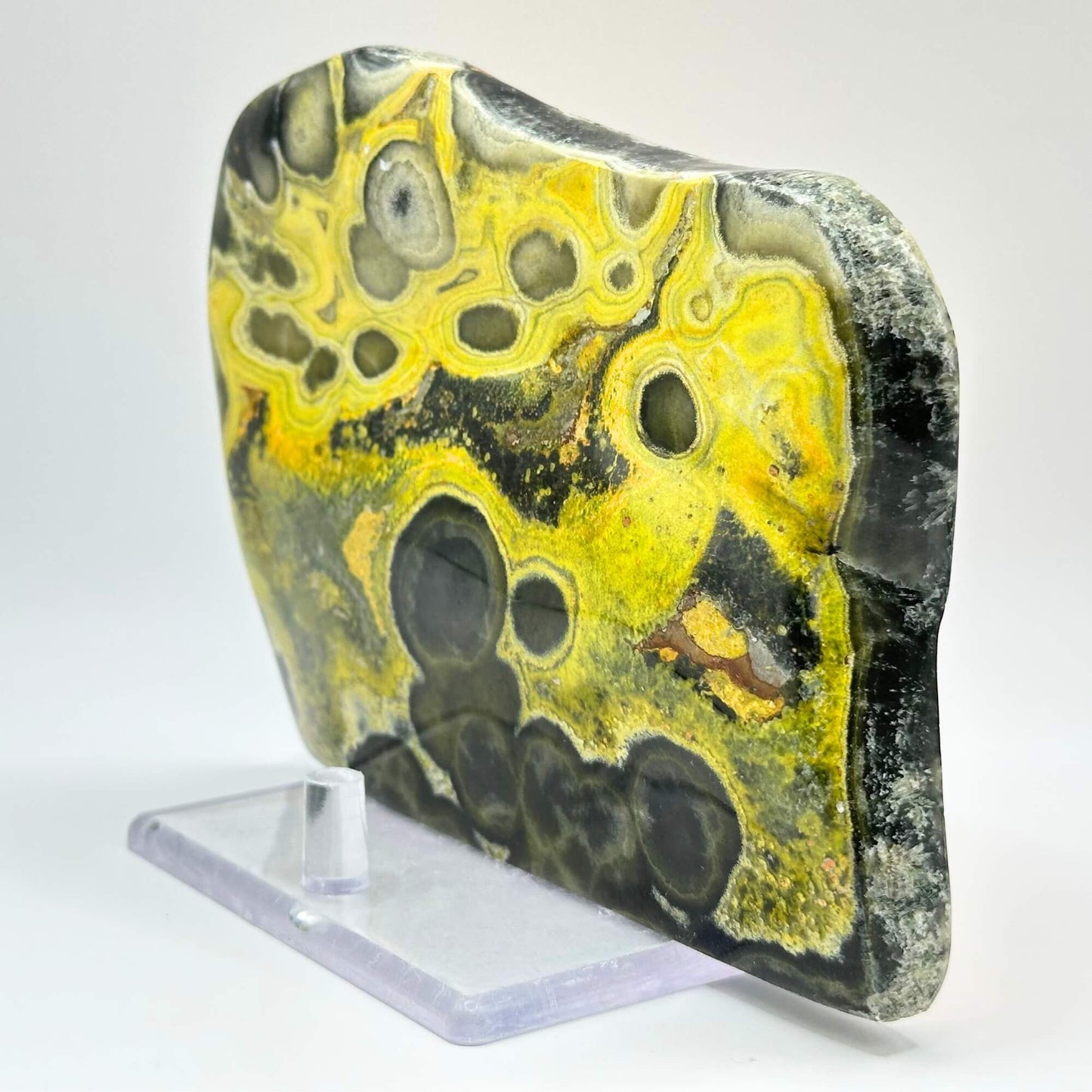 Natural Bumble Bee Jasper Slab Polished Yellow and Orange Crystal Slice for Creativity & Display - RSL064