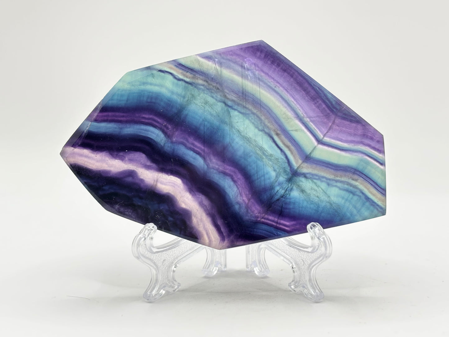 Natural Rainbow Fluorite Crystal Slab Polished Stone for Energy, Meditation, Focus & Office or Home Display – RSL074