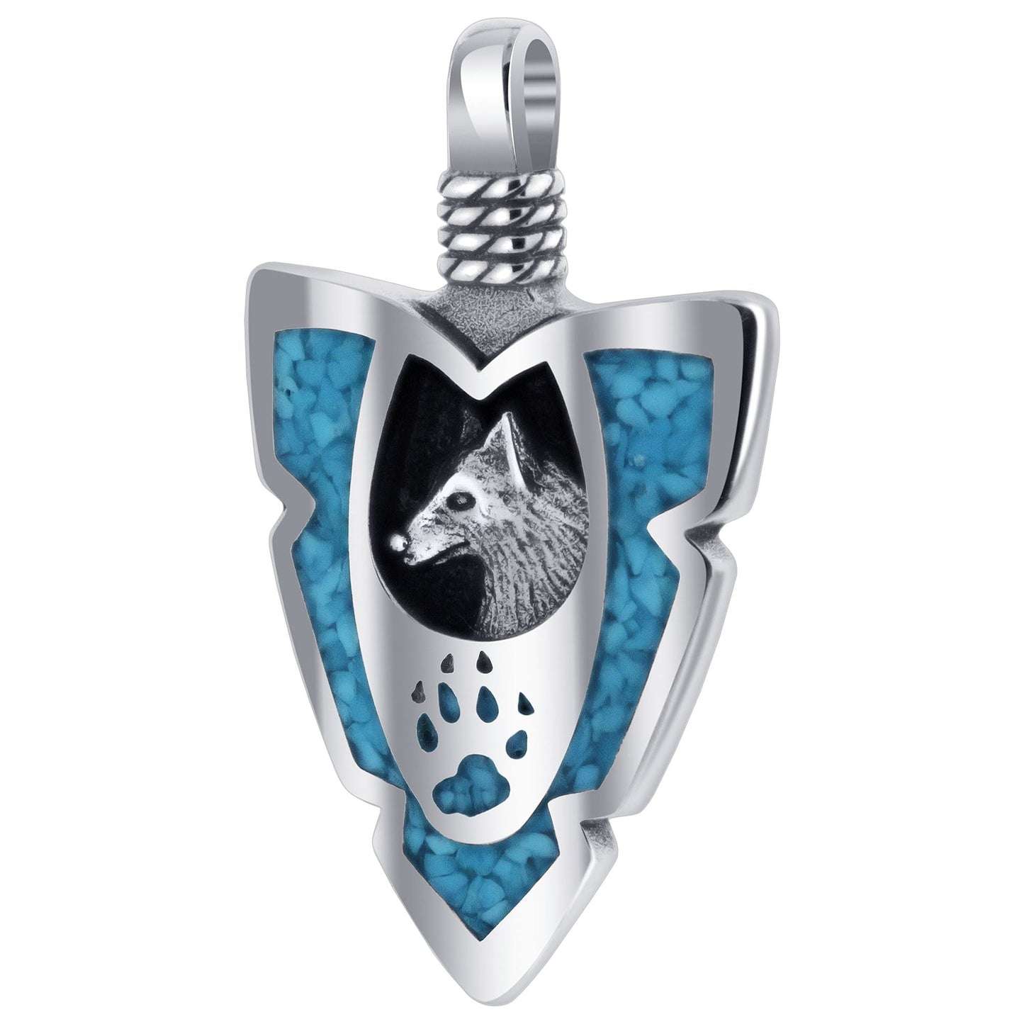 Blue Turquoise Gemstone Wolf Paw Claw 925 Sterling Silver Animal Pendant - Gem Avenue