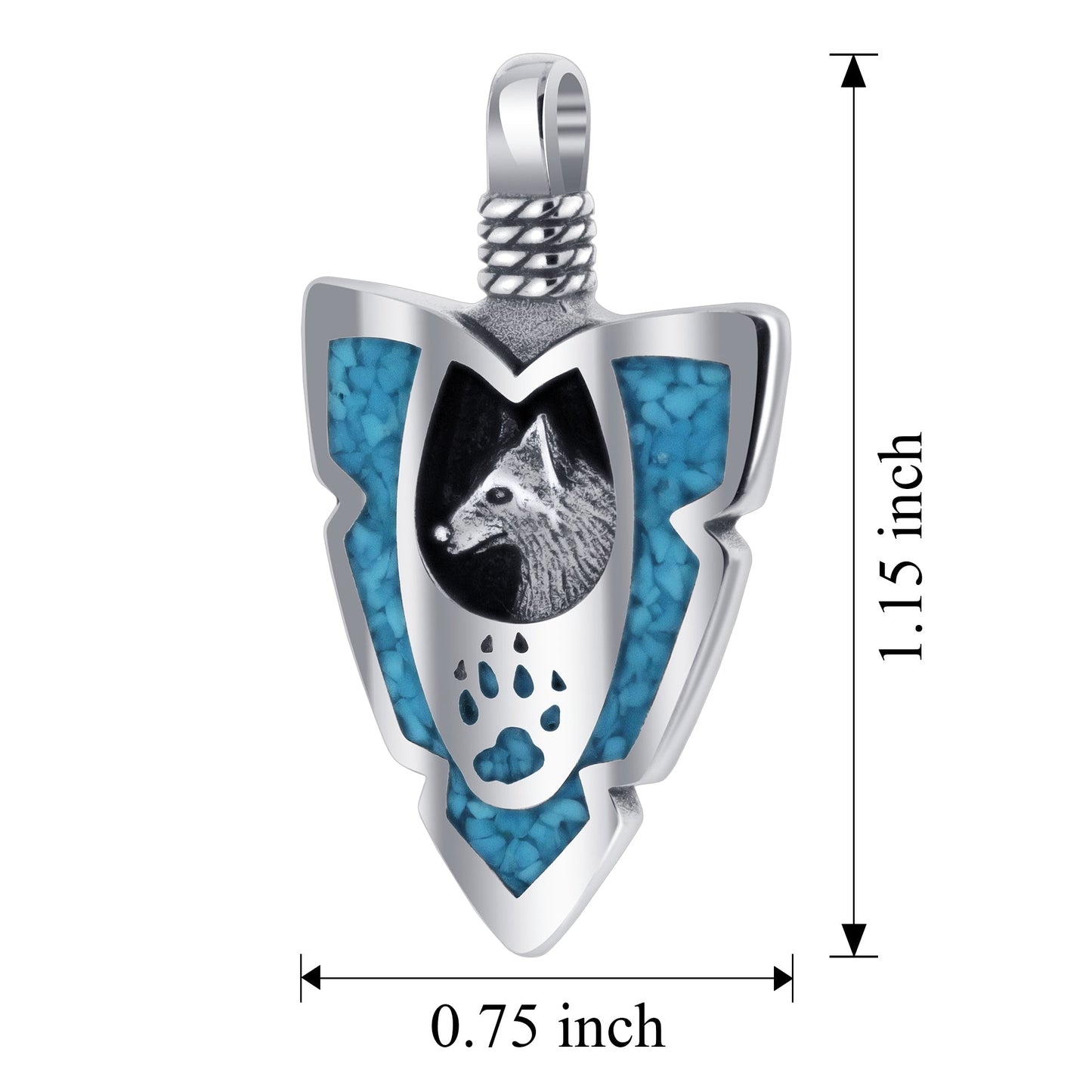 Blue Turquoise Gemstone Wolf Paw Claw 925 Sterling Silver Animal Pendant - Gem Avenue