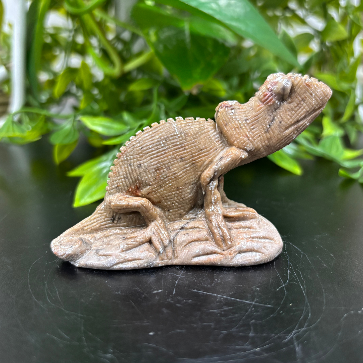 Natural Serpentine Chameleon Gemstone Figurine Hand-Carved Crystal Animal Statue for Home Dcor, Collectibles & Healing RAN486